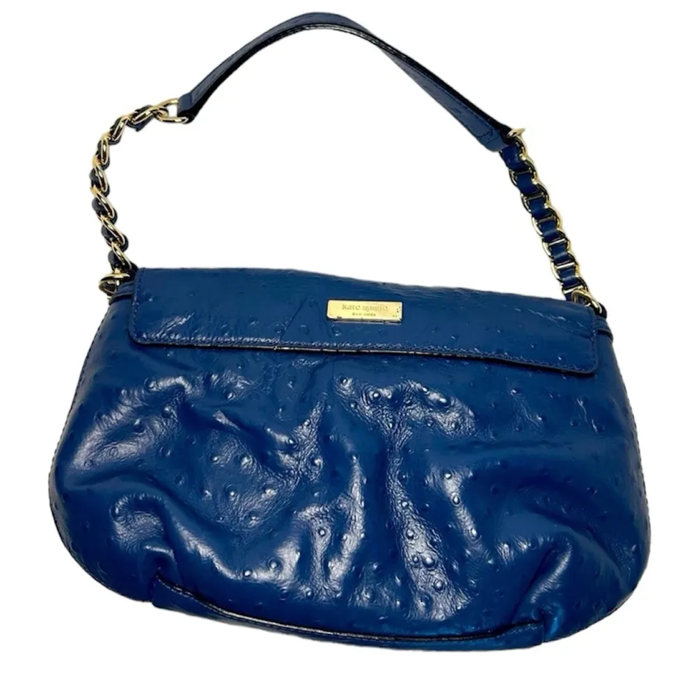 Kate Spade Blue Charm City Ostrich Shoulder Bag with Bow. Care Card included - Image 2