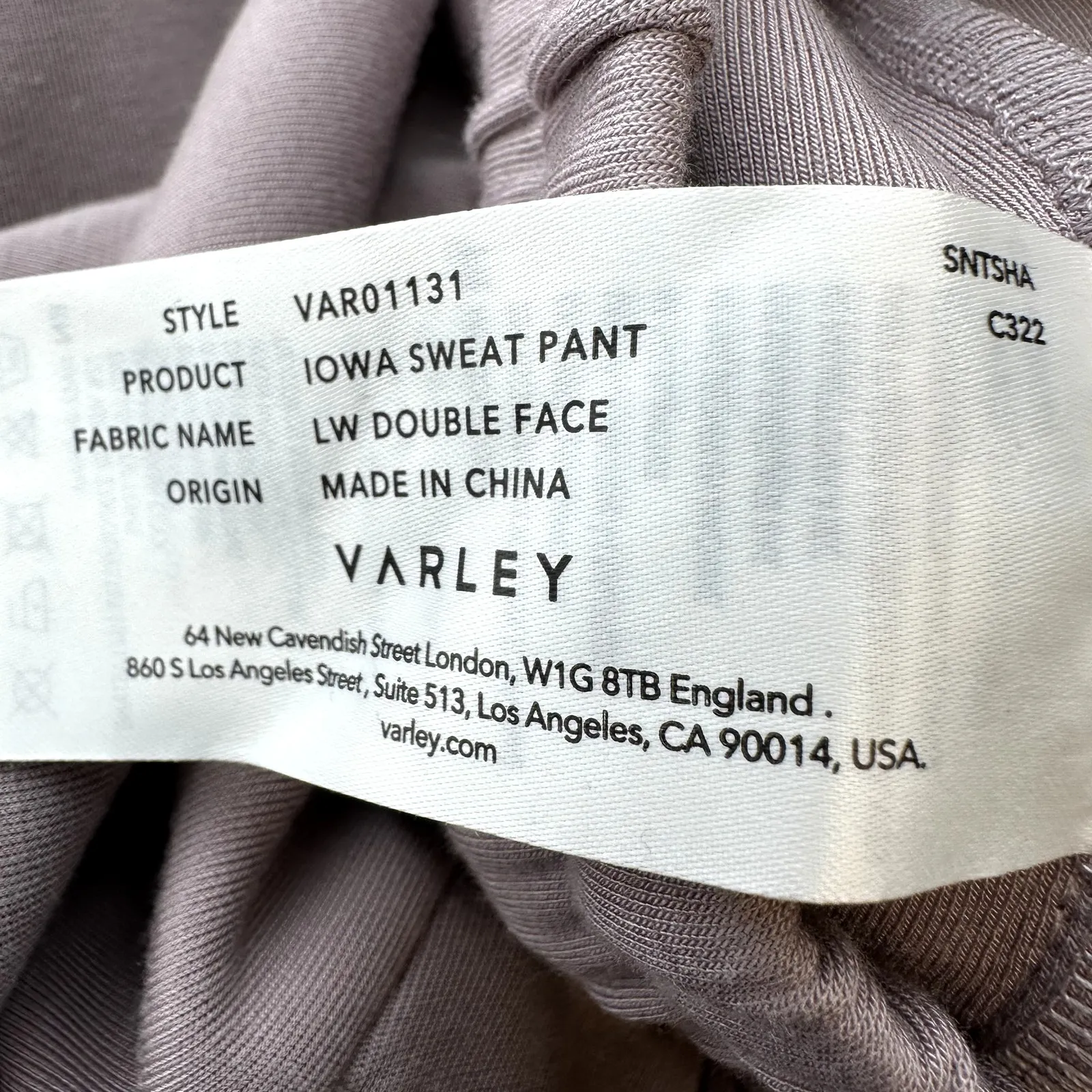 Varley Iowa Sweat Pant Cigarette High DoubleSoft Jersey Pocket Raindrops XS - Image 5