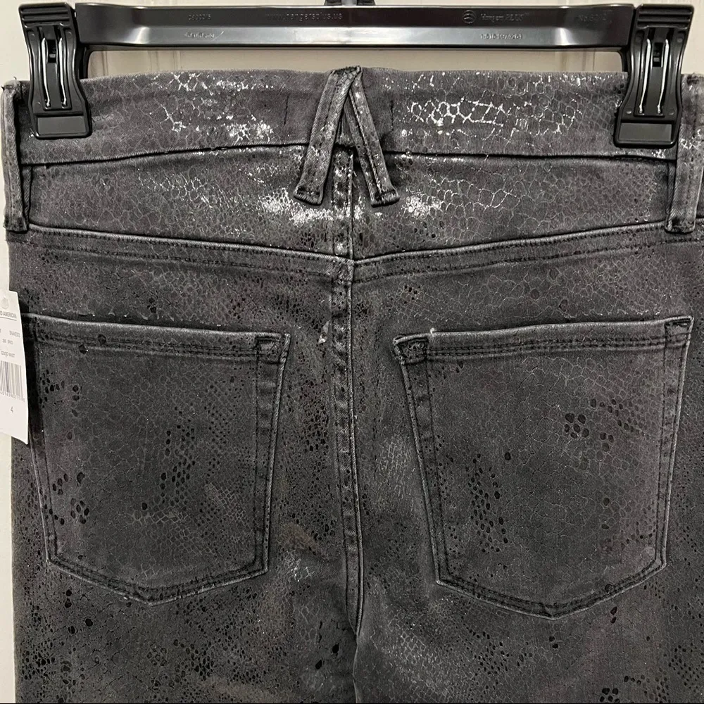 Good American Grey Snakeskin Metallic Coated High Rise Skinny Jeans NWT Grunge 0 - Image 7