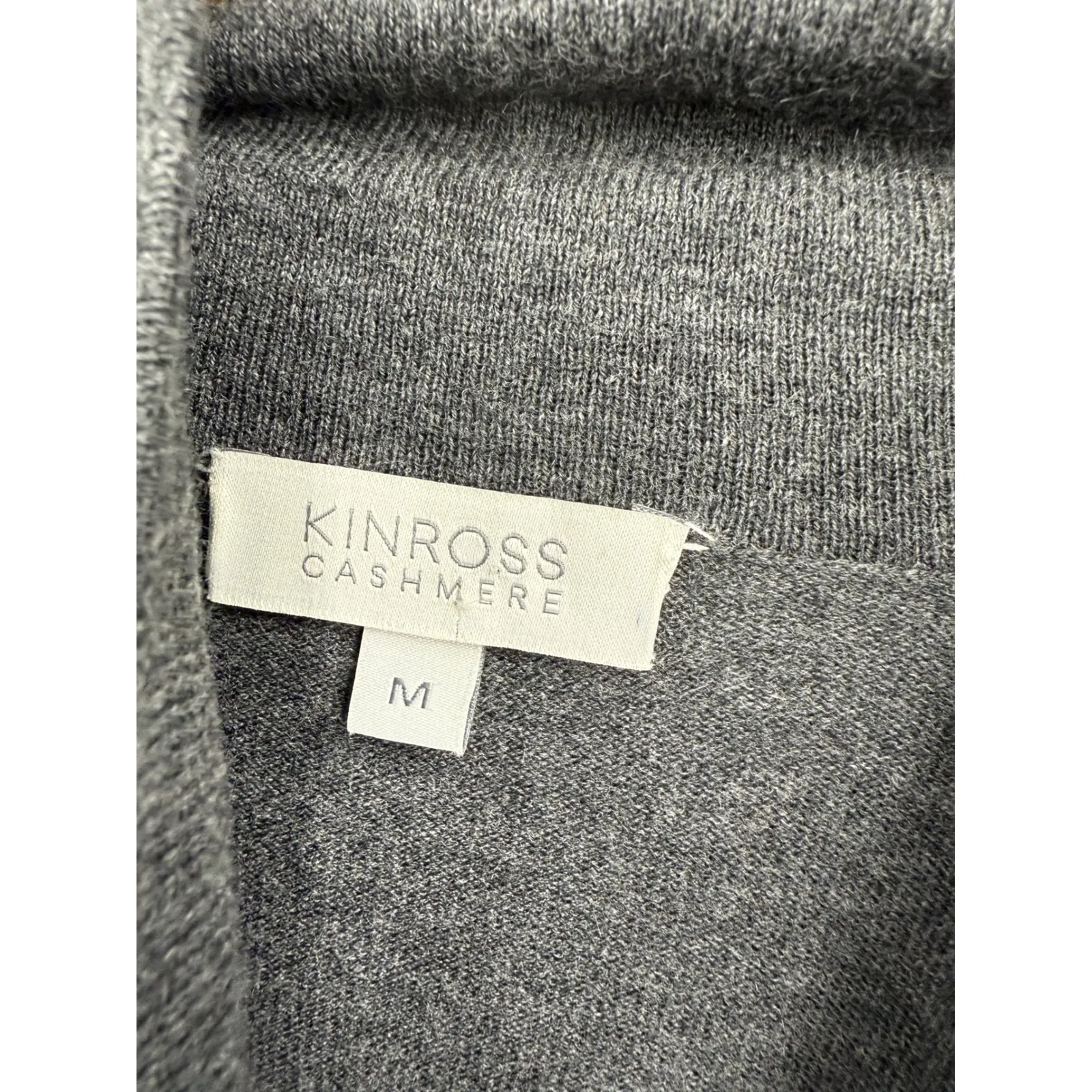 Kinross Cashmere Charcoal Gray Mock Neck Zip Up Sweater Jacket Size M Size M - Image 2