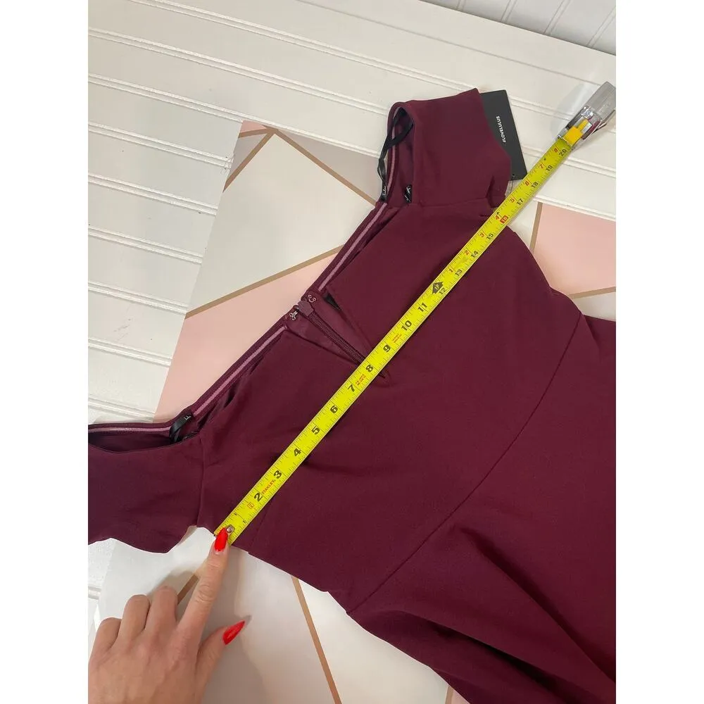 NWT LULUS Burgundy Off-the-Shoulder Skater A-Line Mini Dress Womens Size M - Image 5