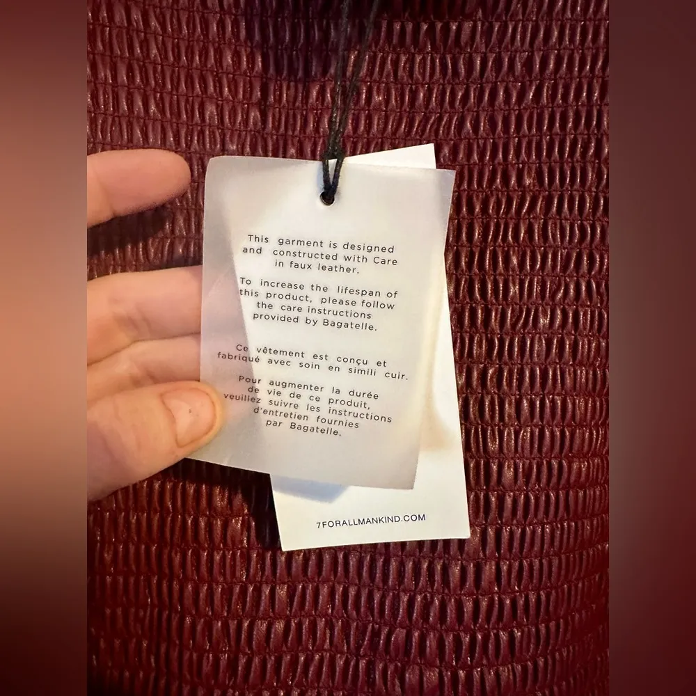 NWT 7 for All Mankind | Smocked Faux Leather Mini Dress, Size Medium - Image 9