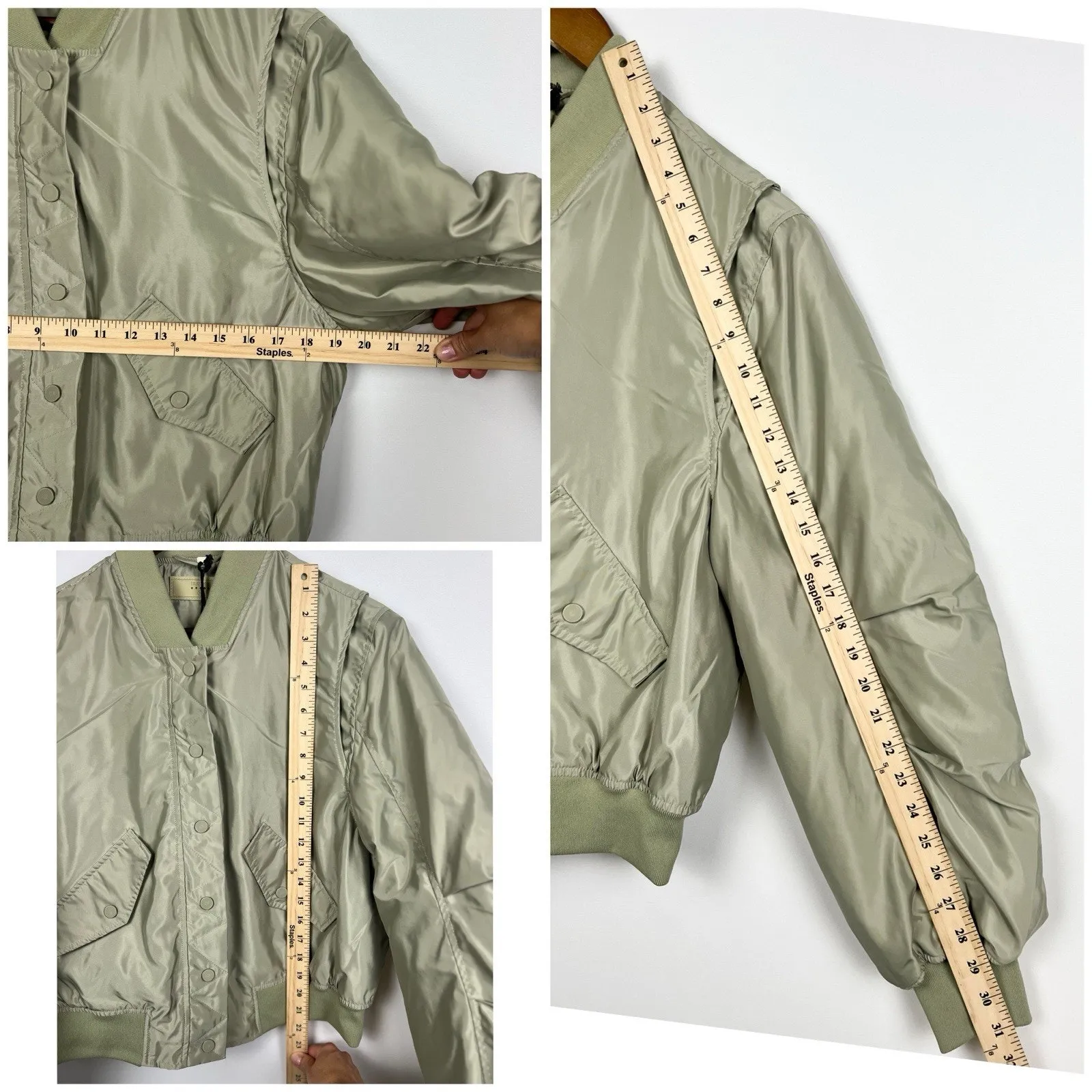 BLANKNYC Quilted Bomber Jacket Women’s M Green Snap Front Puffer - Image 8
