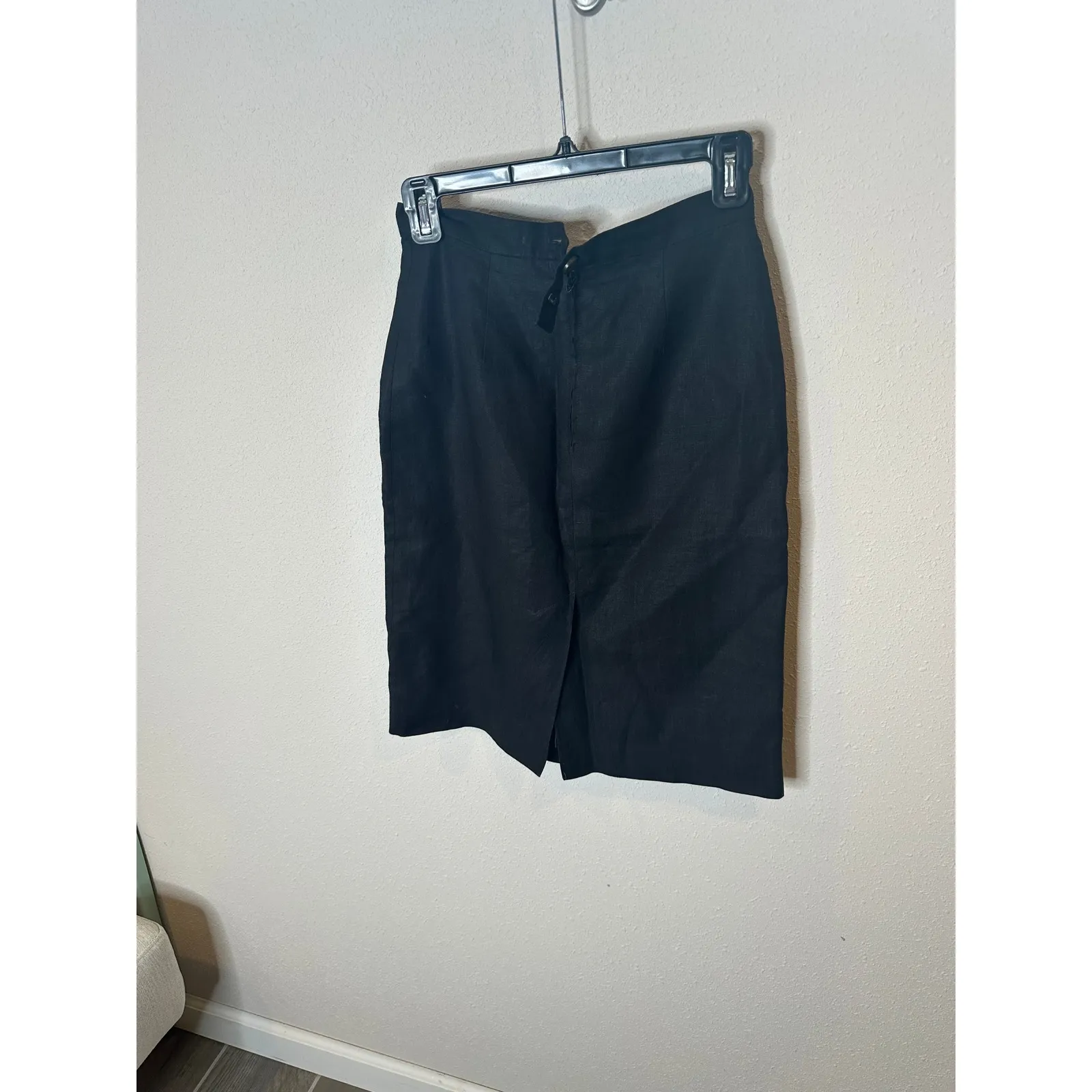 Vintage eRalph Lauren Black Linen Blend Pencil Skirt Size 6 - Image 3