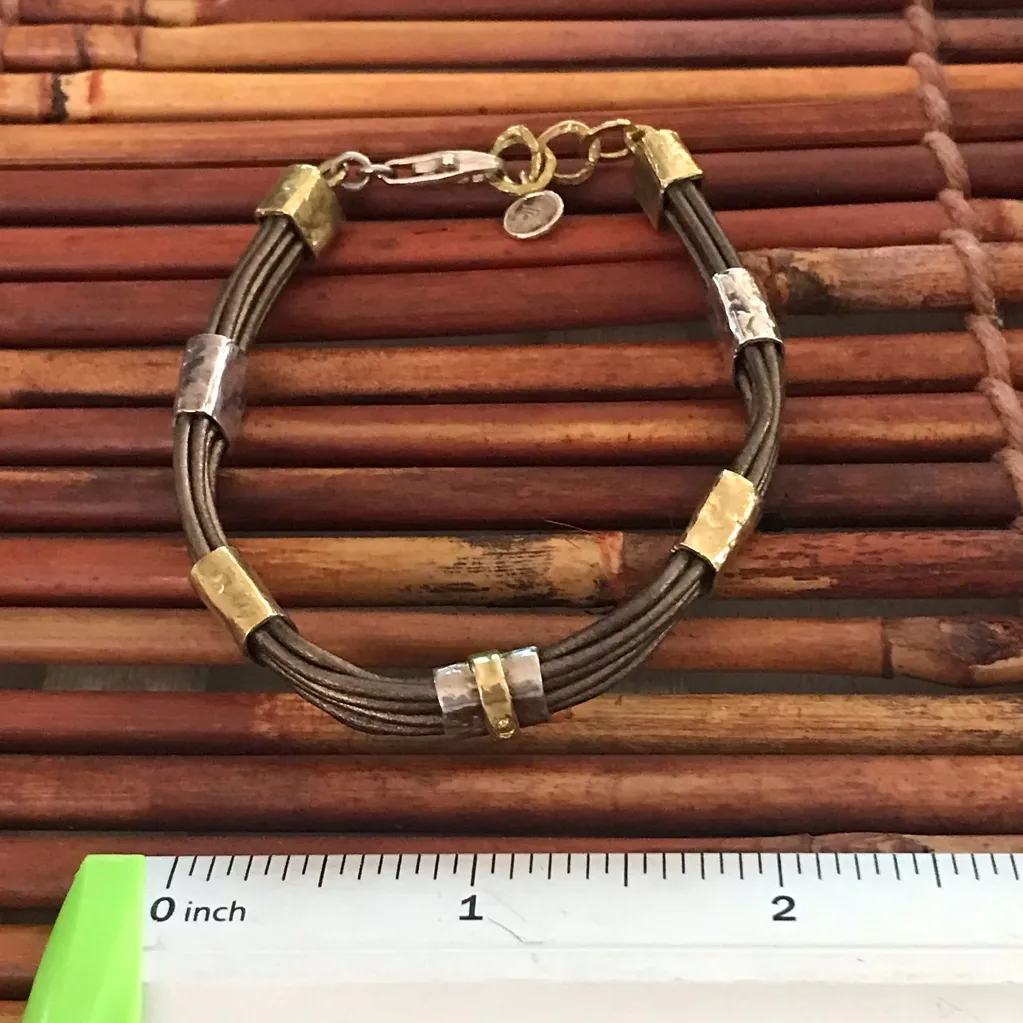 Silpada Sterling Silver Leather & Brass Bracelet - Image 6
