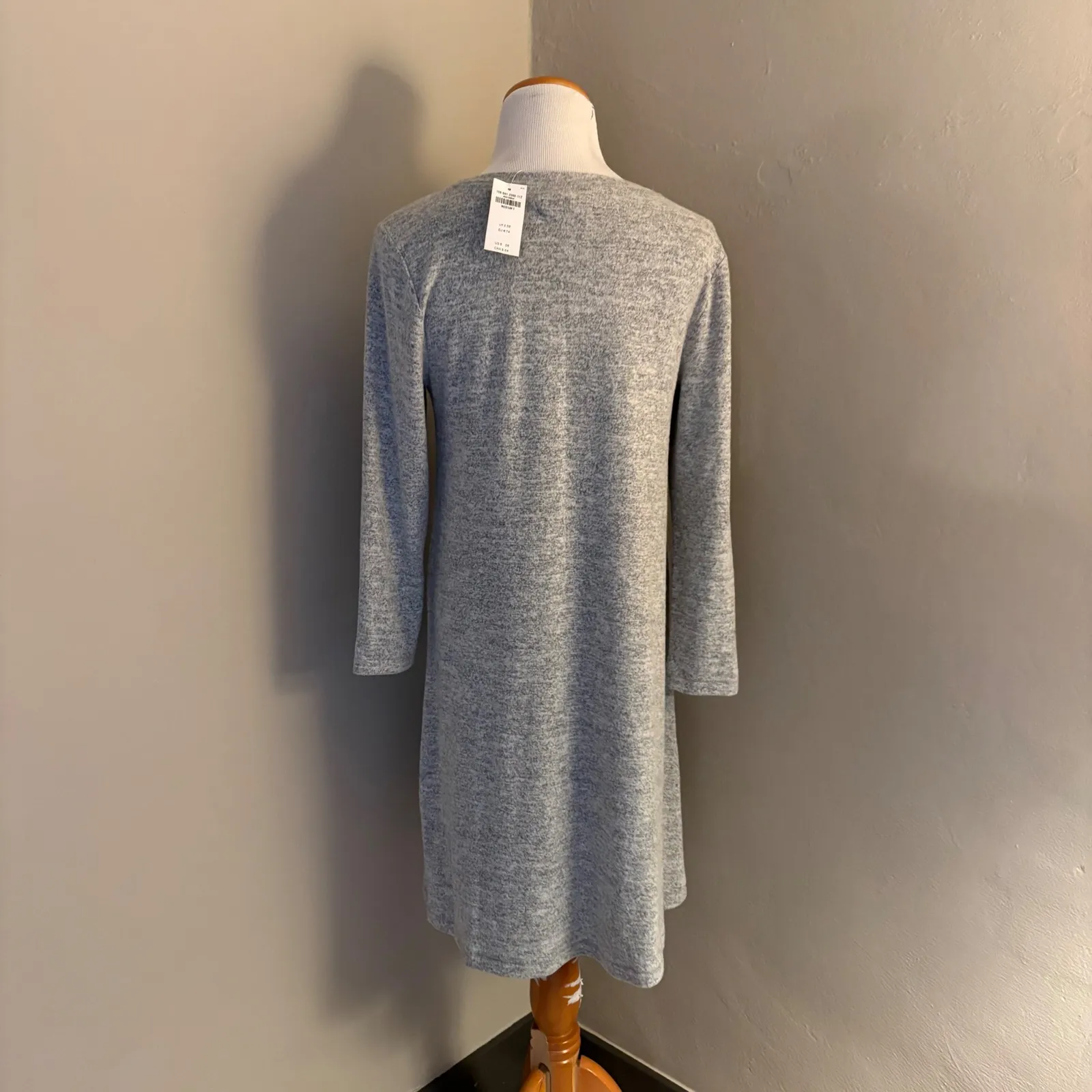 Abercrombie & Fitch NWT Soft Grey Marled Long Sleeve Tunic Dress Pockets Medium - Image 3