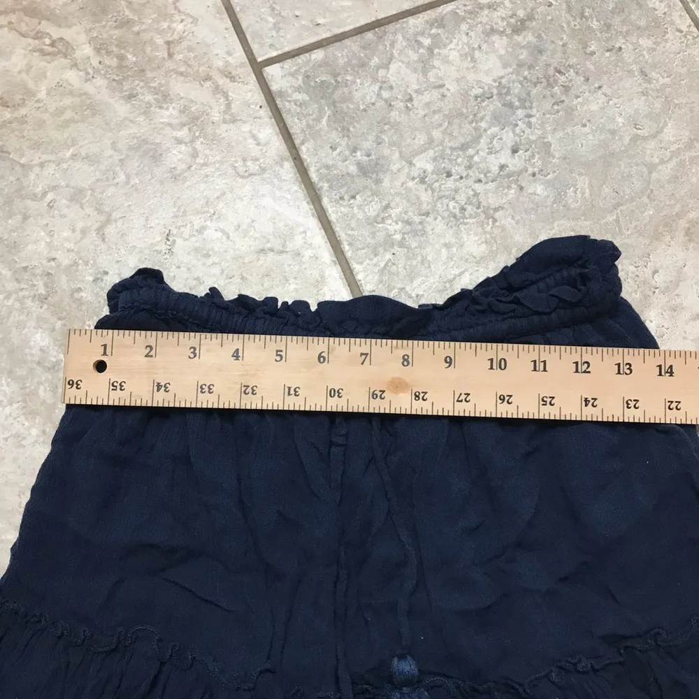 Elan Navy Womens Skirt Medium Lightweight Tassels Tiered Rayon Mini Summer - Image 3