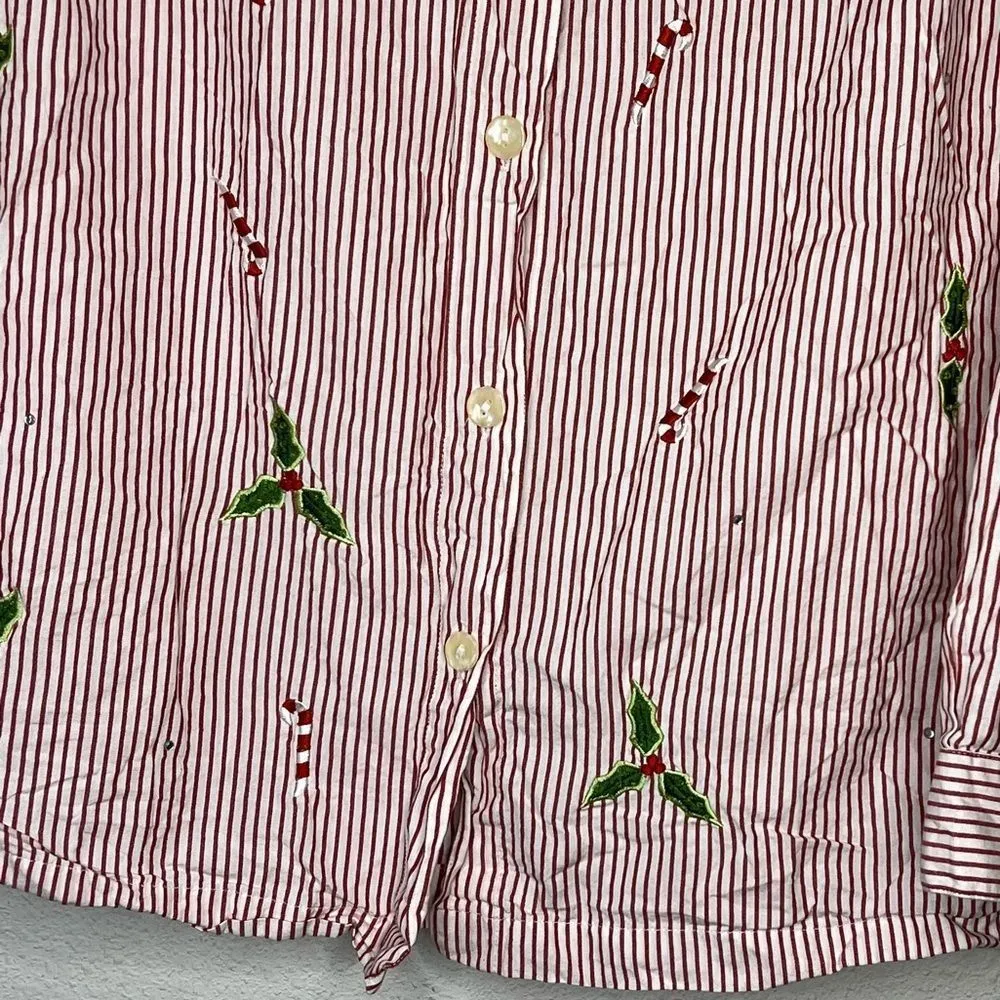 Quacker Factory Christmas Blouse‎ White - Image 3