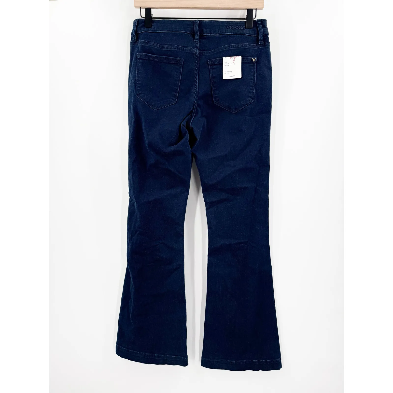 VIGOSS Denim Jeans SZ 26 Marley Mid Rise Flare Trouser NWT Cotton Stretch Indigo - Image 3