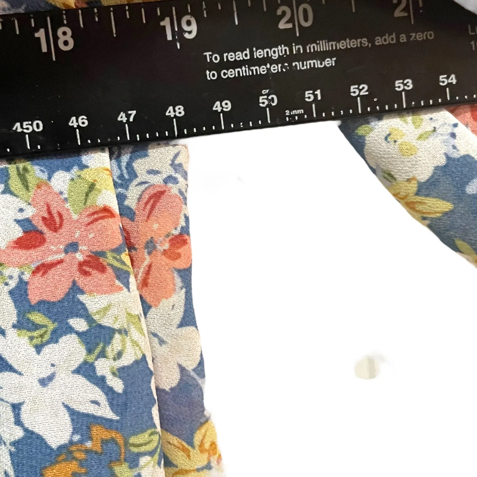 Blue Floral Print Long Sleeve Mini Dress Ruffle Trim Casual‎ L Size L - Image 4