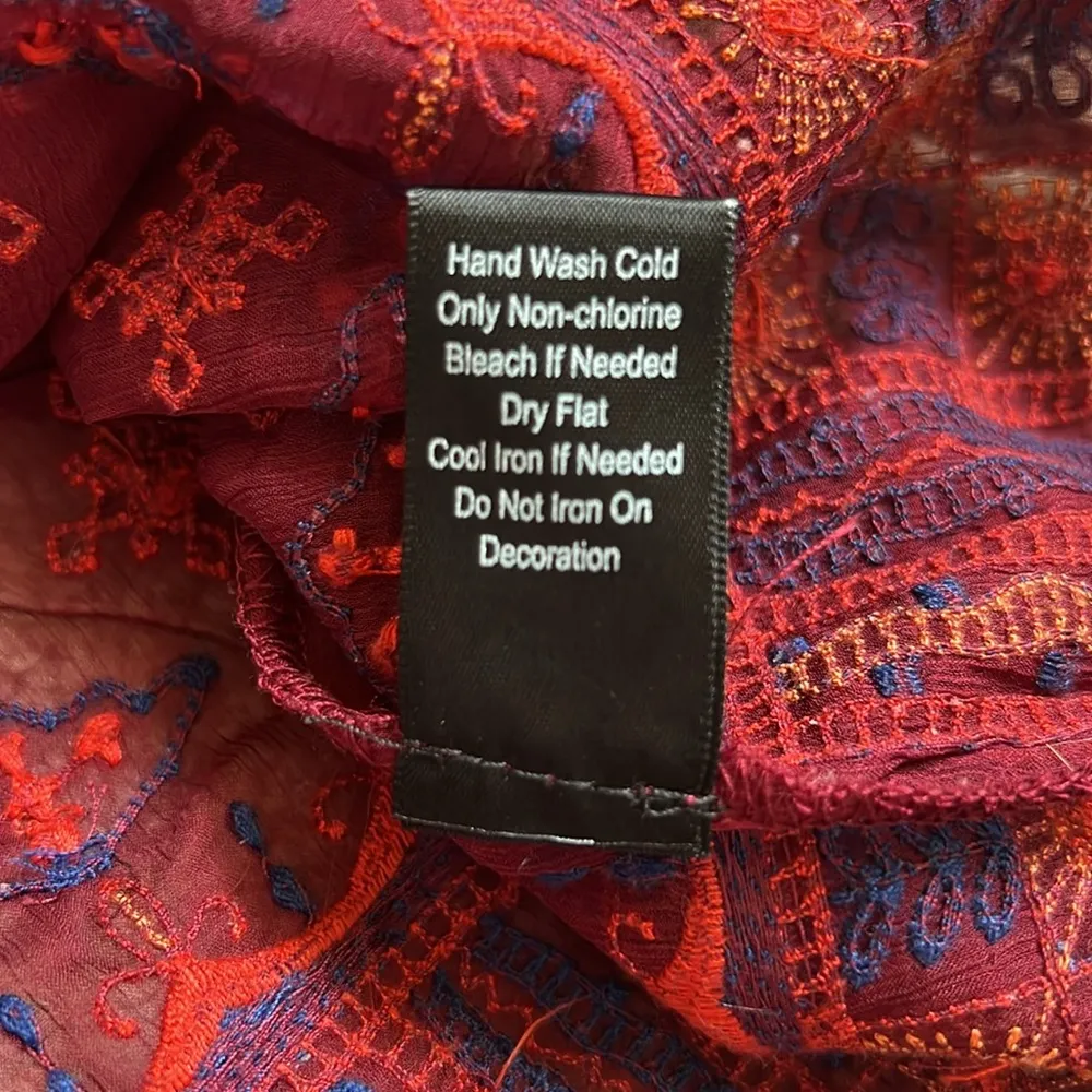 Altar’d State Embroidered Aztec Sheer Peplum Top  Size Small - Image 7