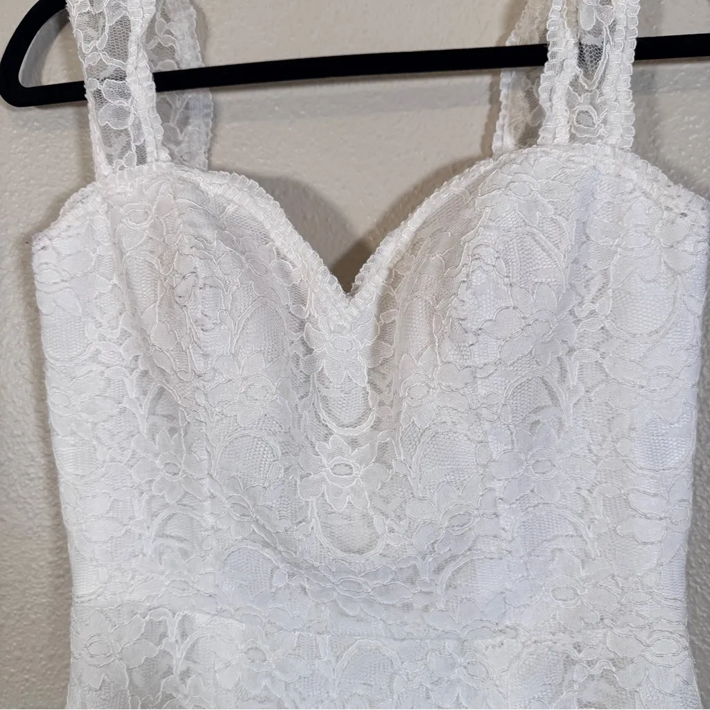 The Wedding Bell White Lace Sweetheart Neckline Mini Dress Womens XS Bridal - Image 7