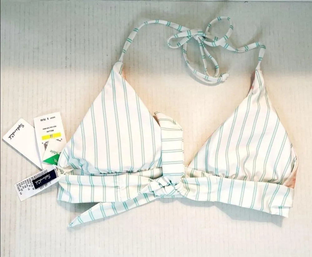 Splendid Swim Top Bellini Reversible Halter Bra Bikini Sz M NWT Stripes/ Tie Dye - Image 9