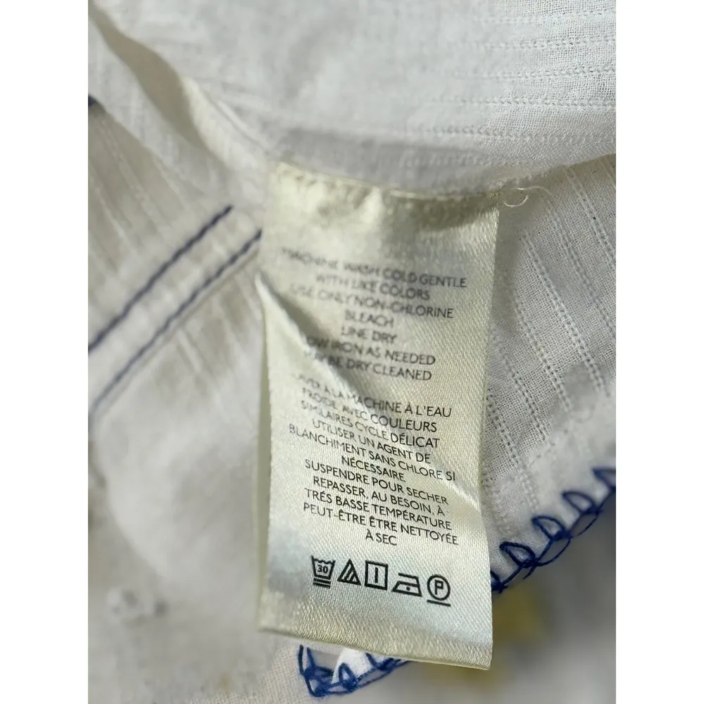 Free People White Embroidered Tunic Top 3/4 Sleeve Bohemian Smocked Cotton S - Image 12