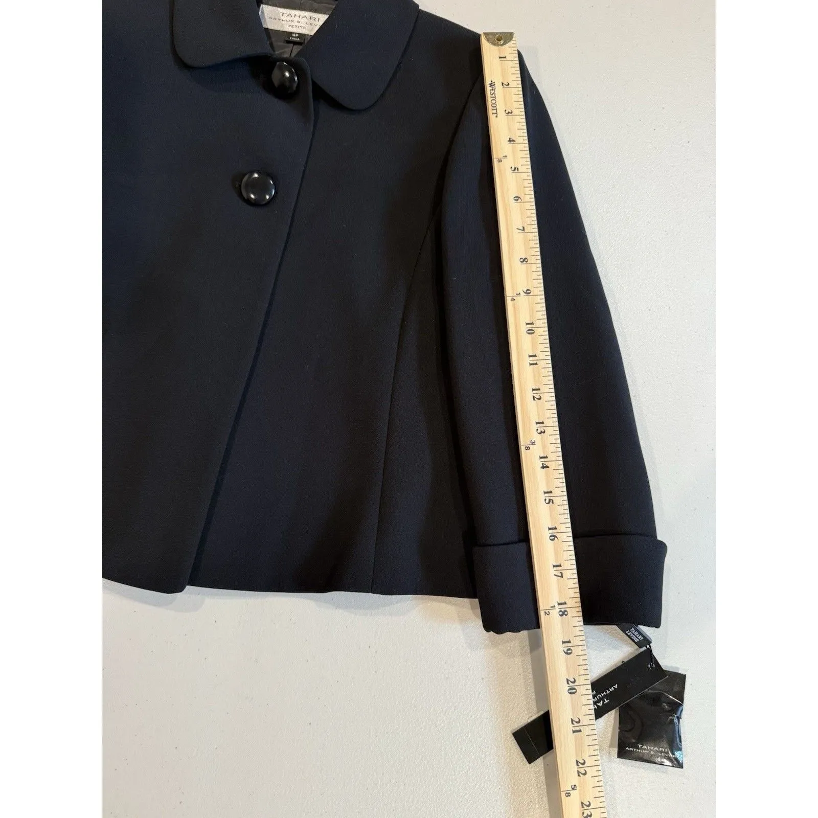 NEW Tahari Blazer Womens Petite 4 Black Structured Work Career Business Office - Image 5