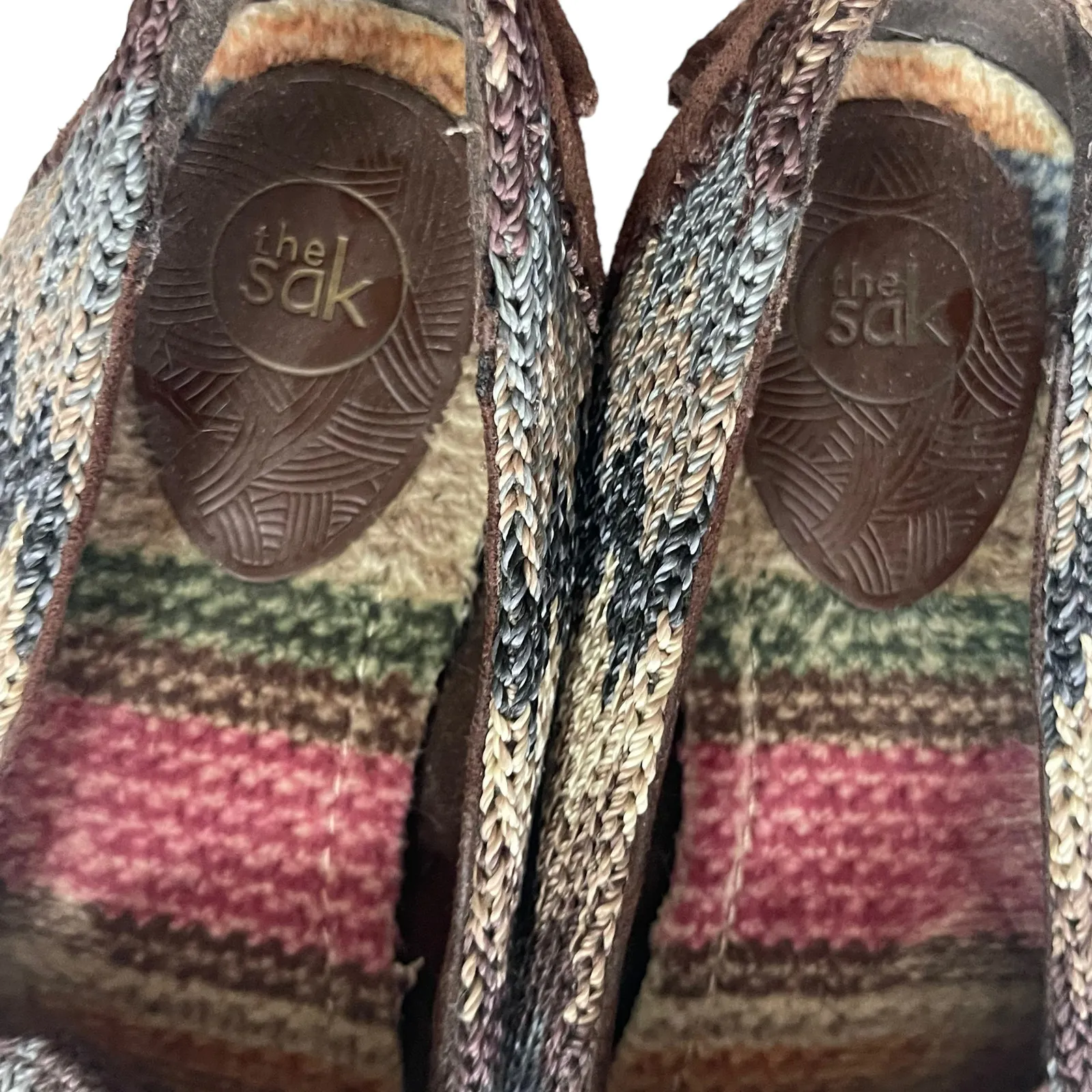 The Sak Women's Size‎ 6 Crochet Woven Brown Black Aztec Flats Loafer Shoes - Image 8