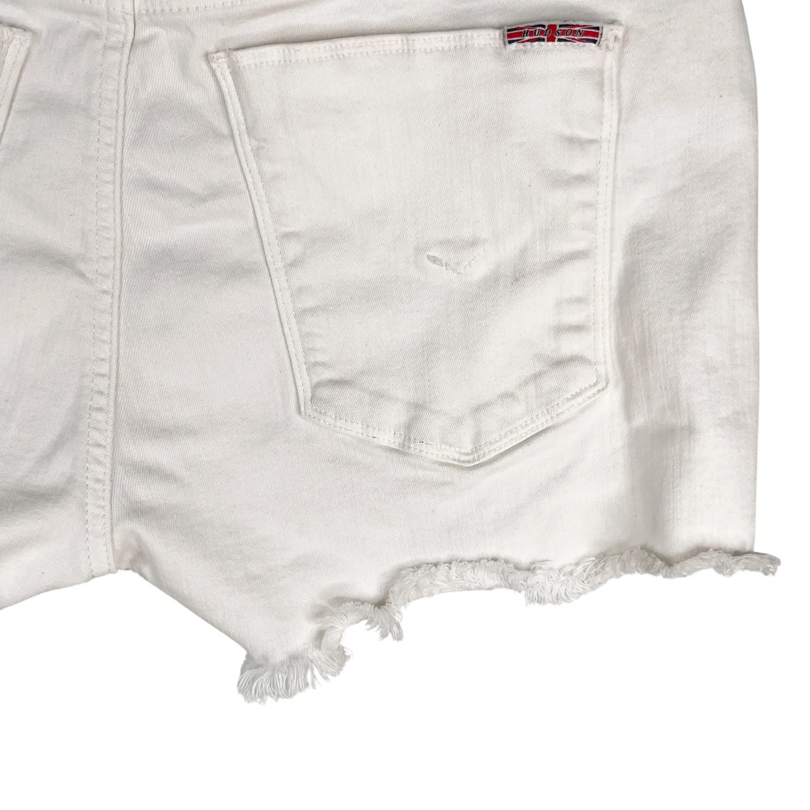 Hudson White Jean Shorts 29 Amber Raw Edge Hem Short - Image 7
