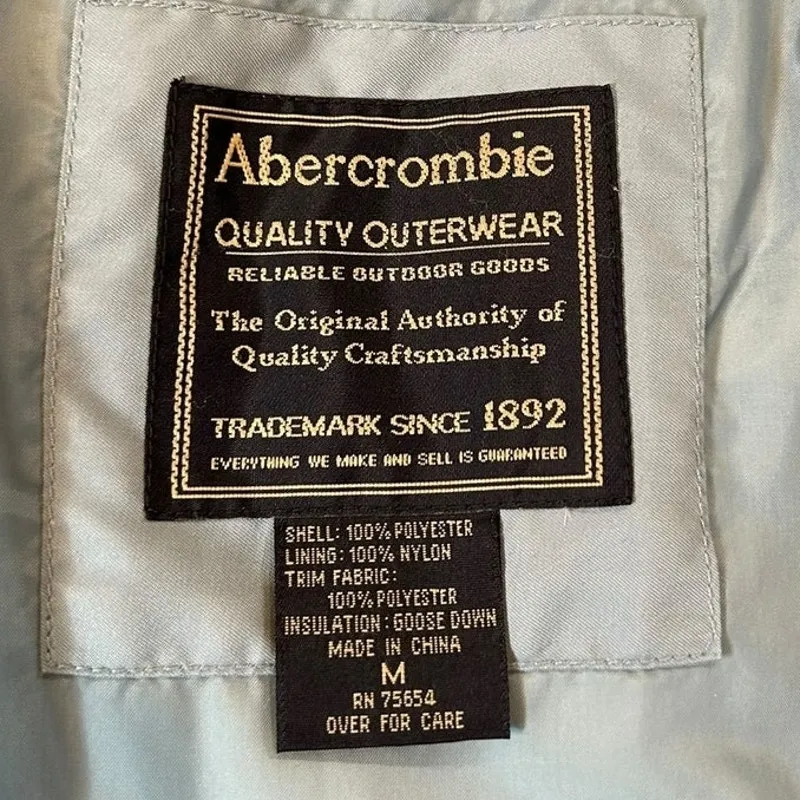 ABERCROMBIE & FITCH Women's MEDIUM Puffer Vest Vintage Blue Retro Goose Down - Image 3