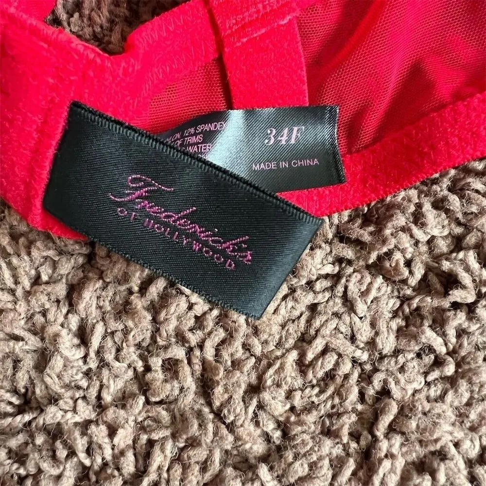 Frederick's of Hollywood Rozlyn Balconette Bra‎ Red 34F Strappy Design NWT - Image 8