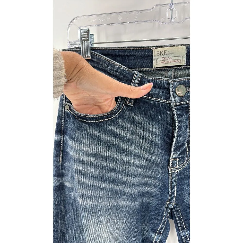 BKE Stella Mud Ise Straight leg contrasting stitching western sz 26 - Image 6