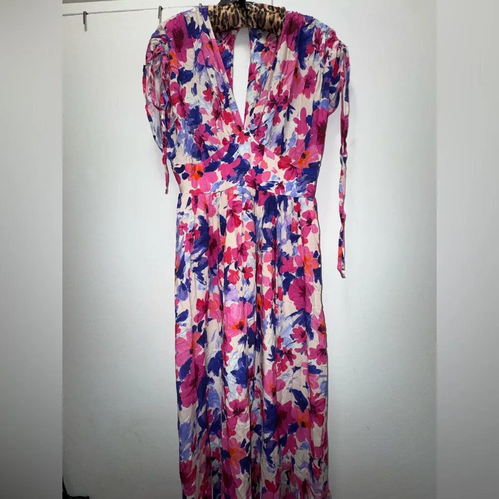 Motivi Made in Italy Floral Maxi Dress US 6 Pink - Image 2