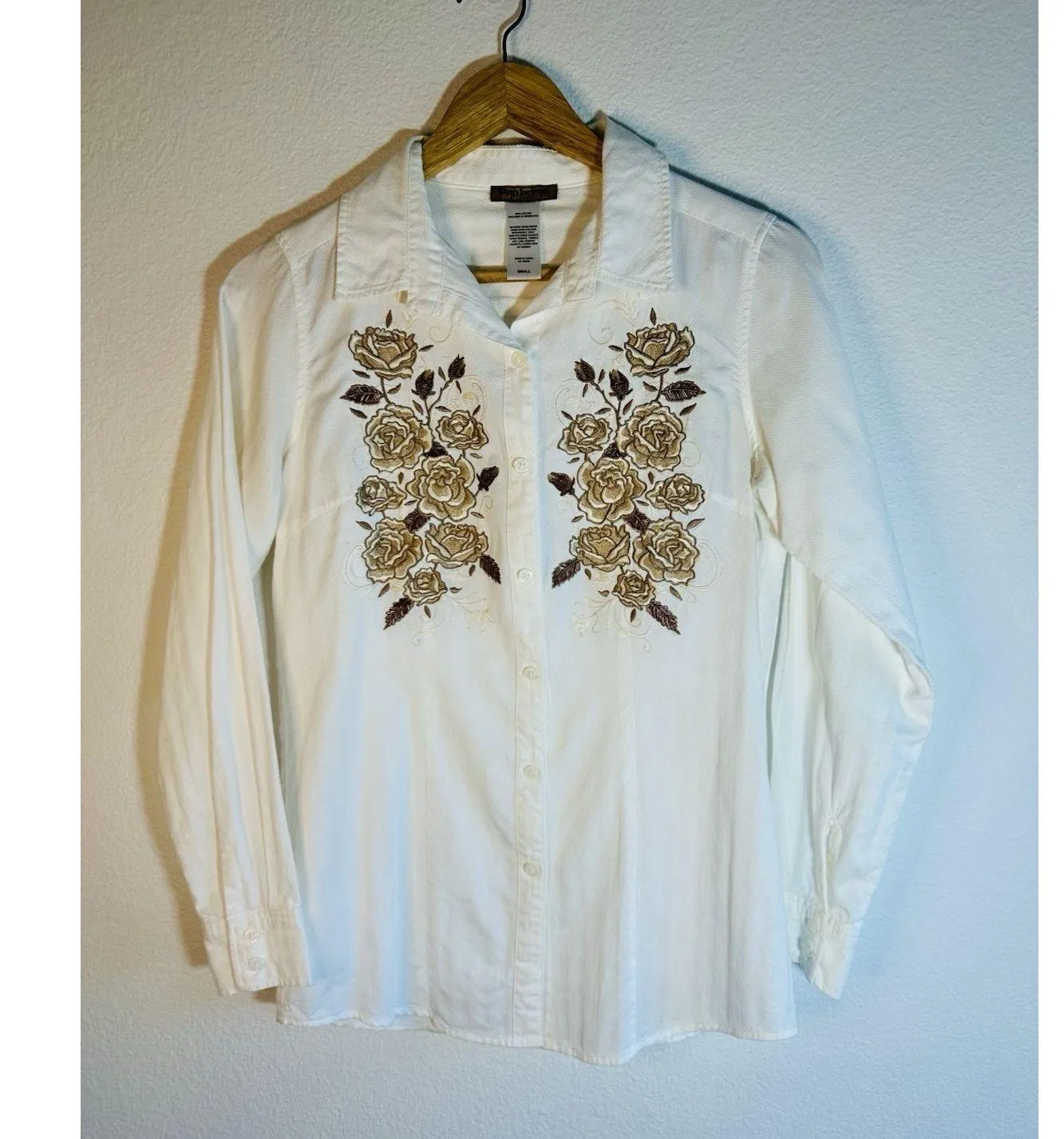 Alan Jackson Cowgirl Western Shirt Womens Button Up Embroidered Size Small White - Image 6