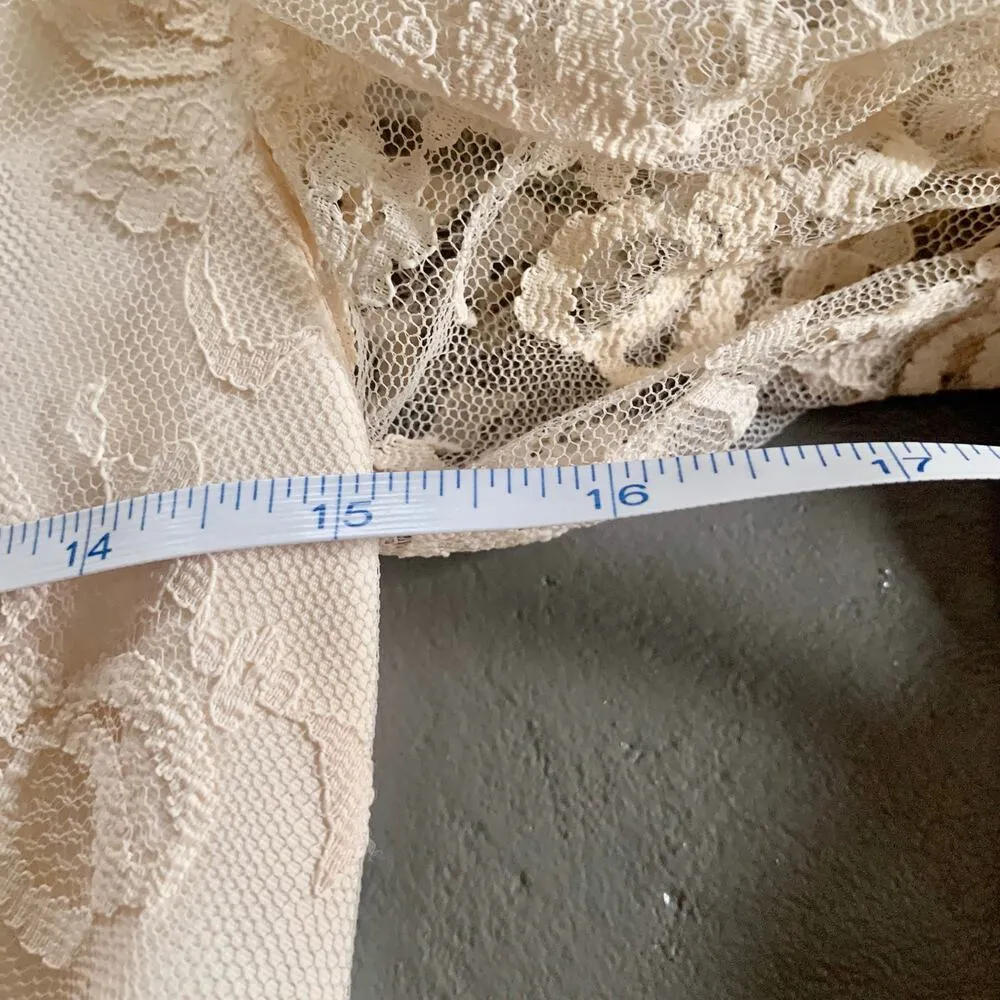 Vintage Green Maxi Dress with Satin Bow Belt 1970s Cream Lace Formal Dress - Image 9