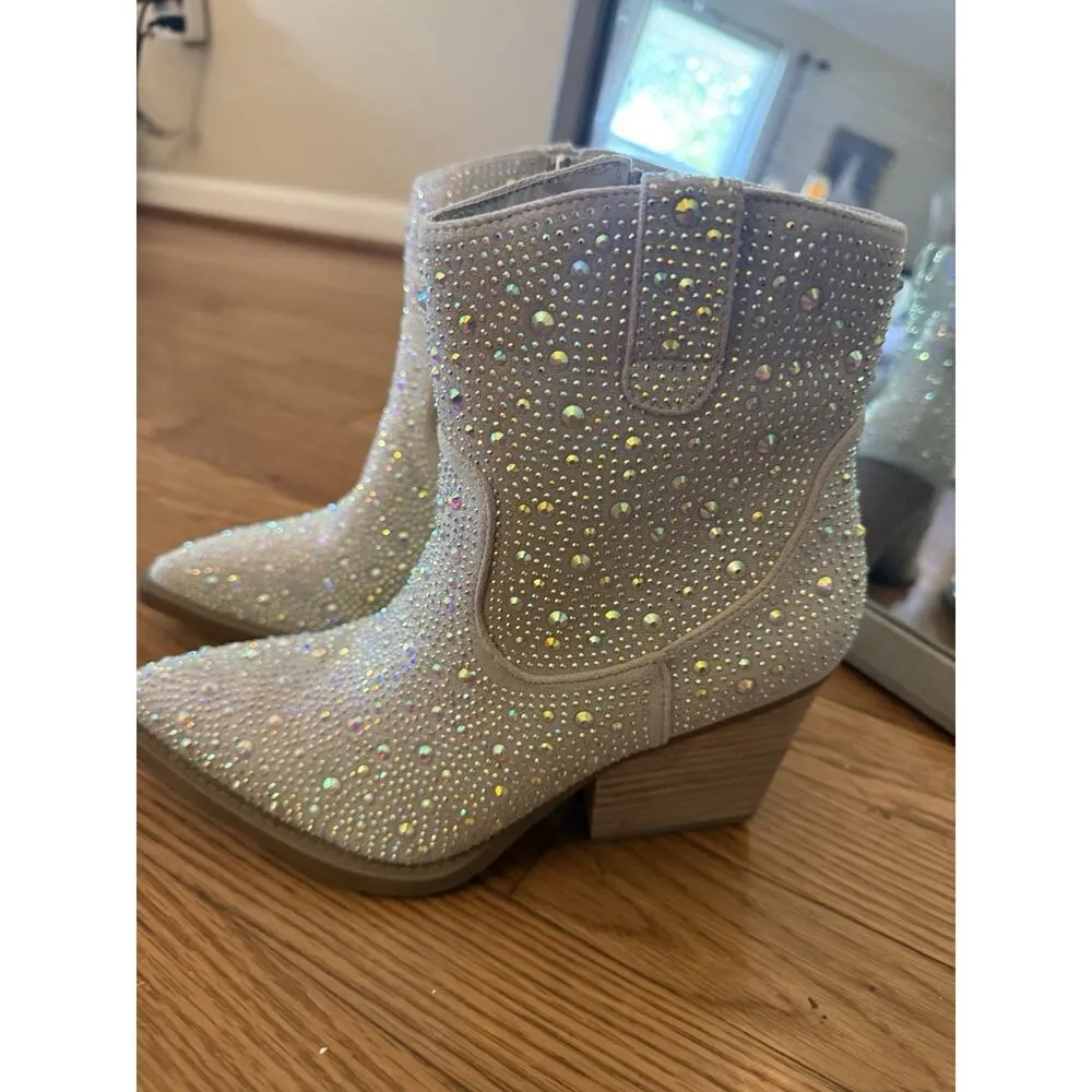 Madden Girl Jolene Rhinestone Western Ankle Booties Size 8.5 - Image 6