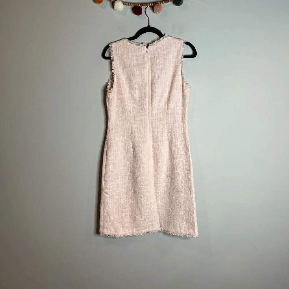 Karl Lagerfeld Women's Pink Sleeveless Tonal Tweed Pocket Sheath Dress - Image 8