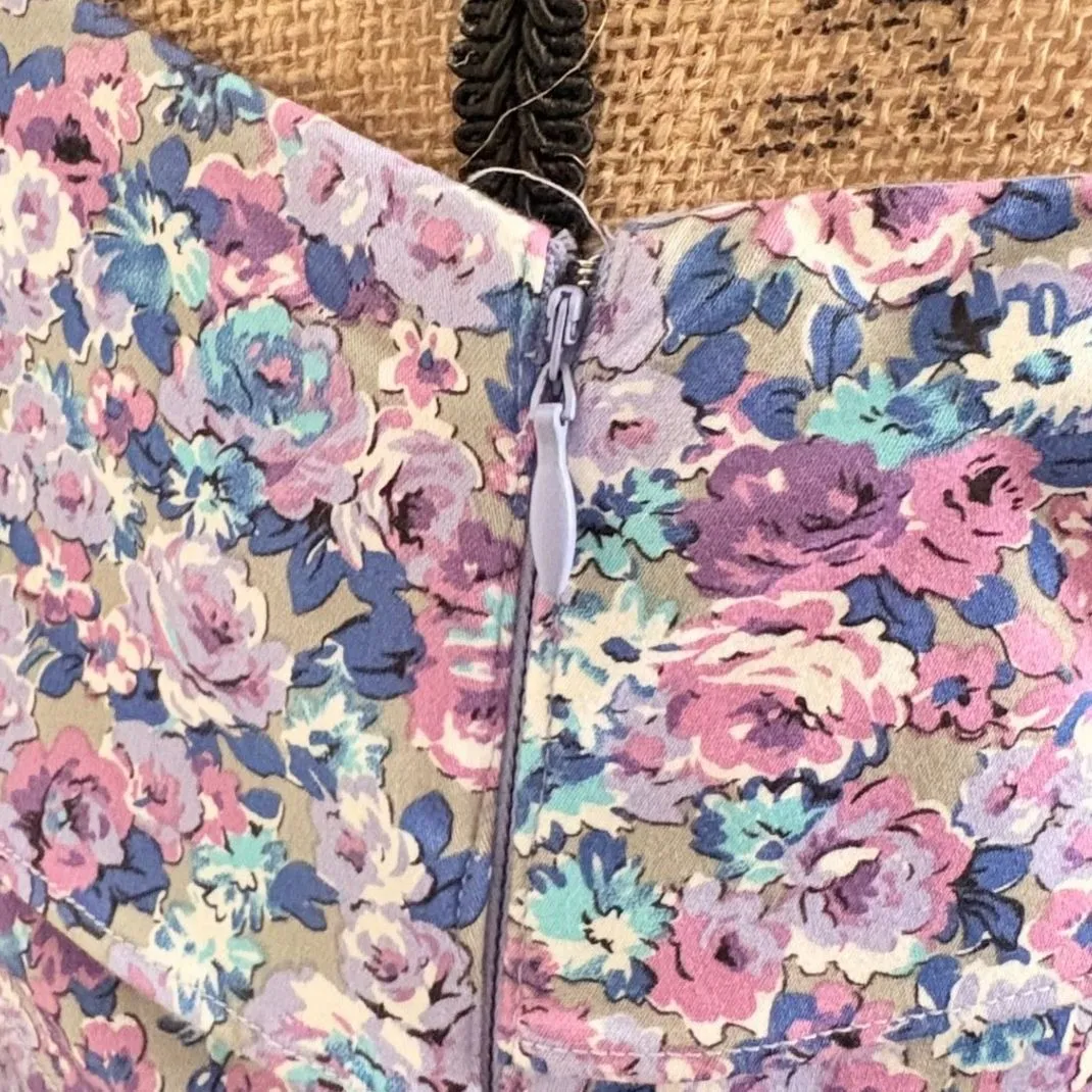 London Times One Shoulder Ruffle Sheath Dress Purple Floral Wedding Guest Size 6 - Image 4