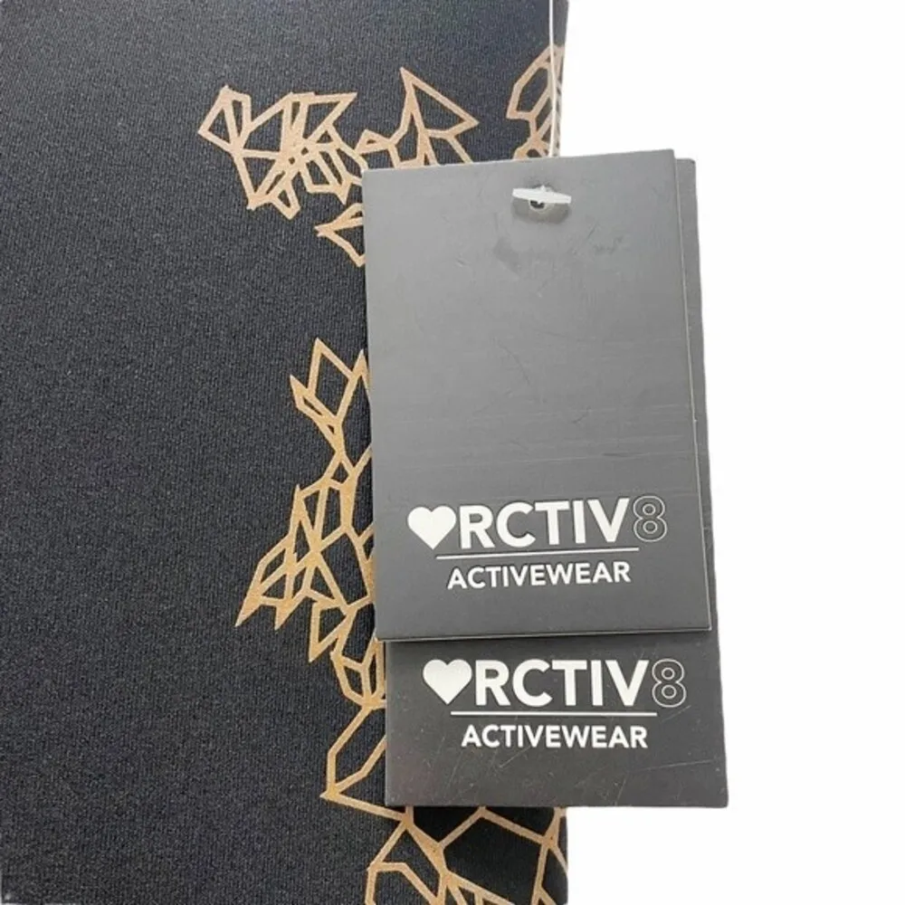 NWT R8 Activewear Compression Legging Kaleidoscope Capri Black Copper Size Large - Image 7