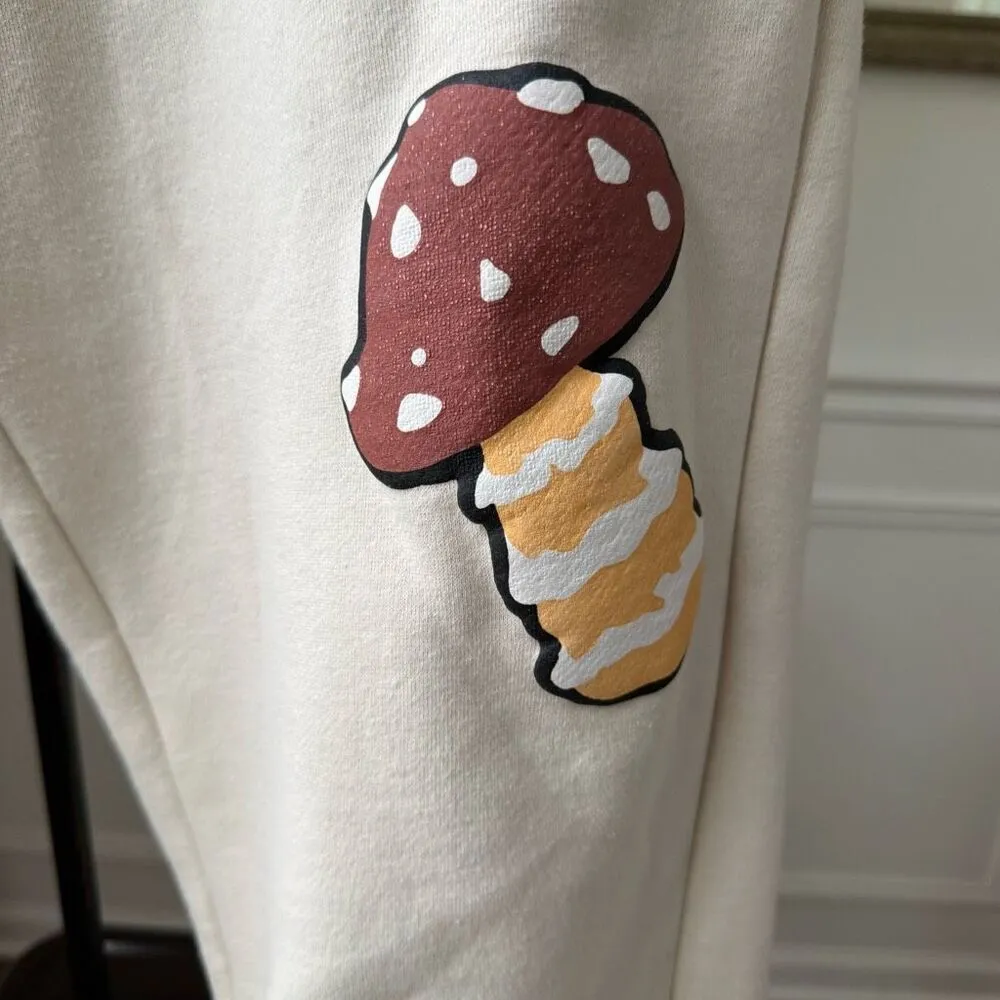 Pacsun Cream Sweatpants Mushroom Flower Sun Rain Cloud M - Image 4