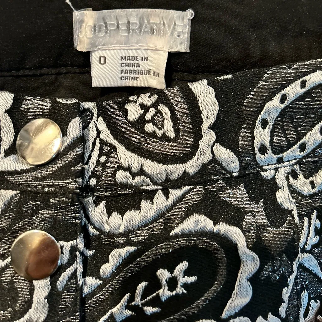 Cooperative Black and Silver Paisley Mini Skirt - Image 4