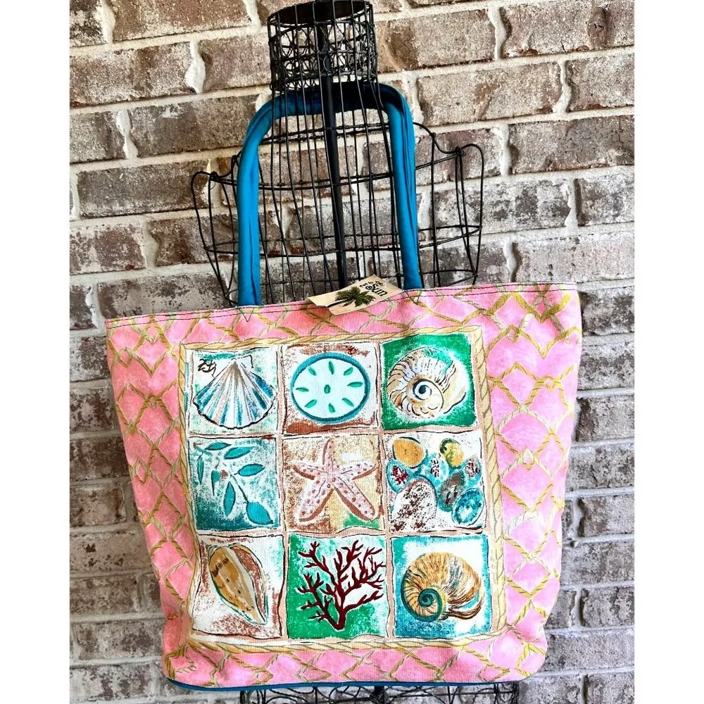 VTG NWT Fun in the Sun Canvas Tote Bag Beach Seashell Sanddollar Vacatio… - Image 4