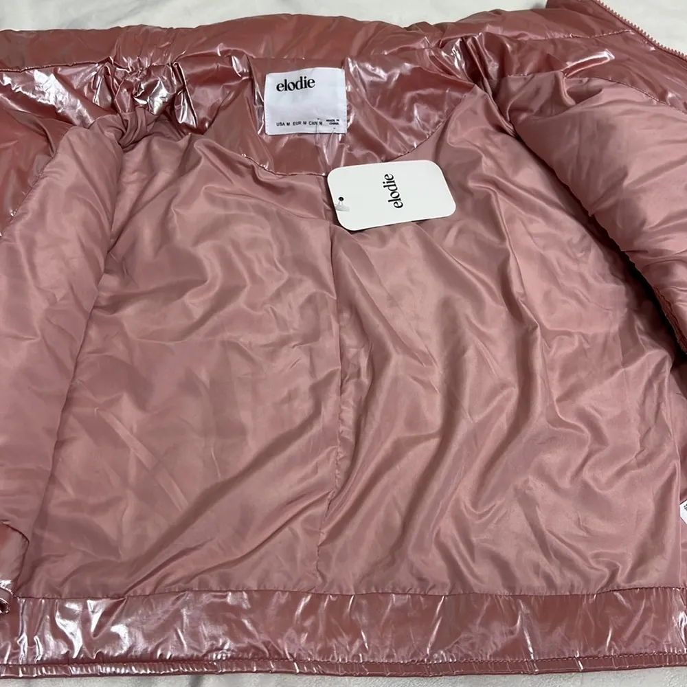 Elodie cropped quilted puffer jacket shimmering dusty rose size M NWT - Image 11