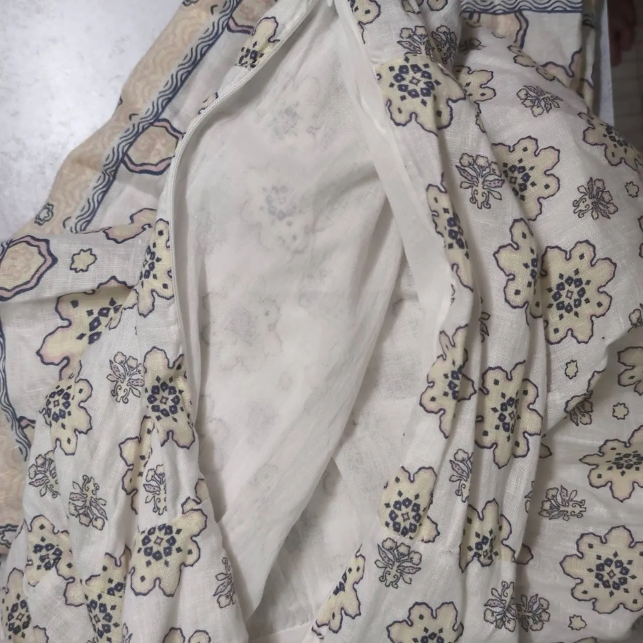 Magaschoni Floral Tiered Linen Spaghetti Strap Maxi Sundress Dress Medium - Image 9