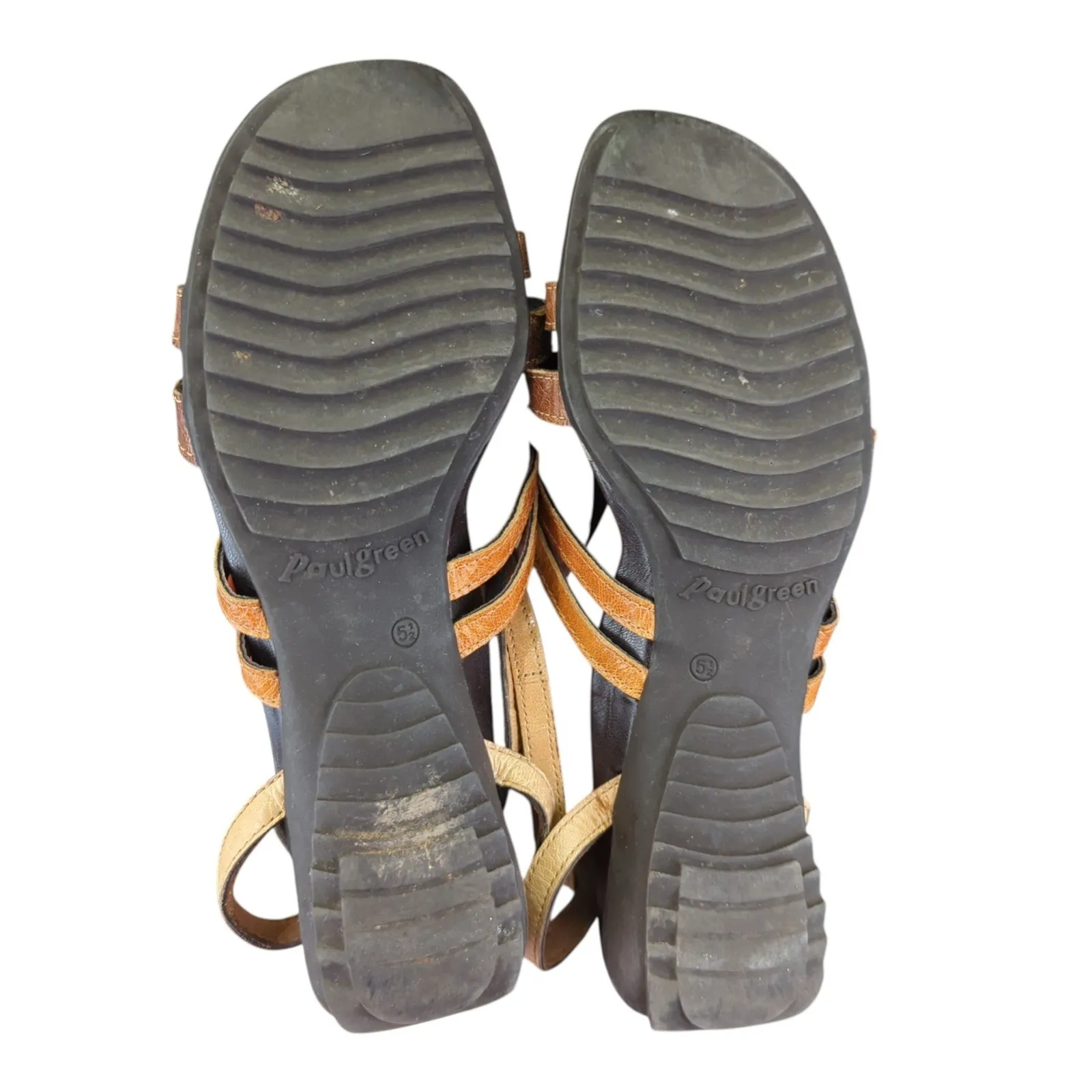 Paul Green Womens 7 Leather Gladiator Sandals Strappy Buckle Brown Tan 5.5 51322 - Image 7