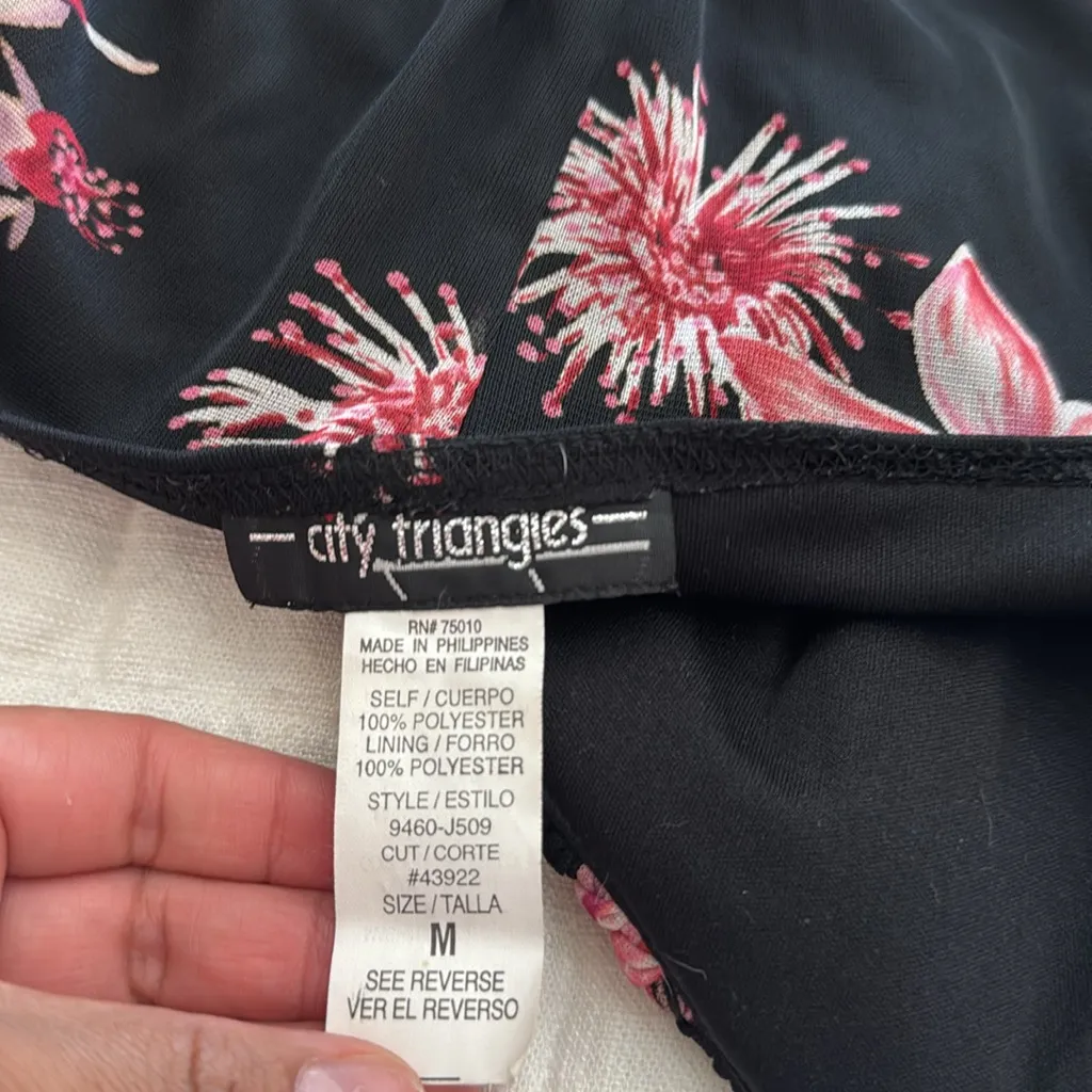 City Triangles vintage Y2K Black and dark Pink Floral Dress Sz M - Image 9