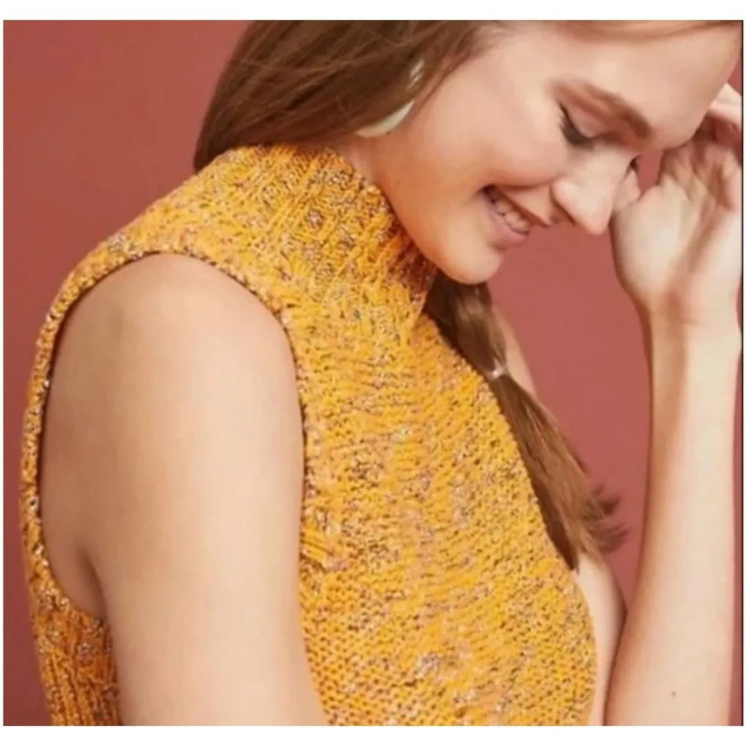 By Anthropologie Sunrise Sweater Tank Vest Womens Large Chunky Knit Mock Design - Image 2