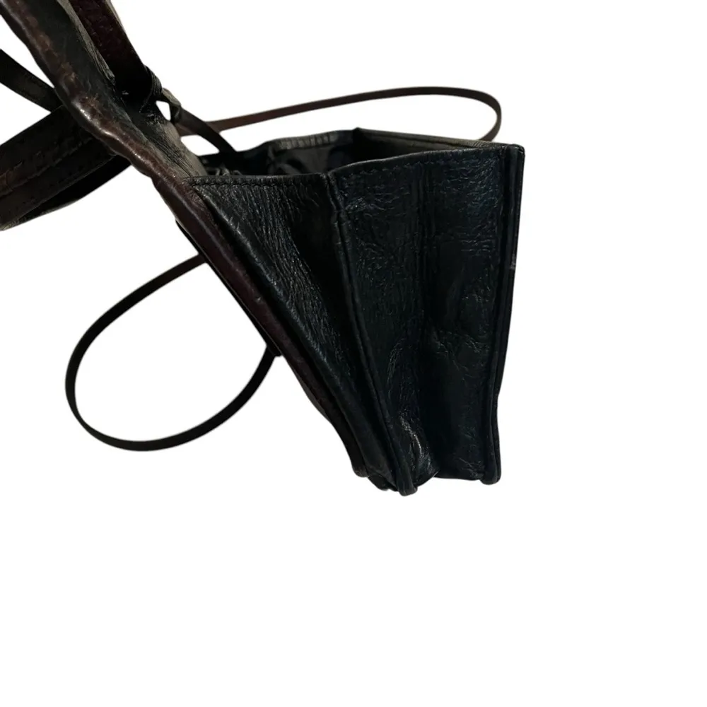 VTG Brighton Y2K Brown Woven Leather Crossbody Wallet Organizer w Phone Pocket - Image 11