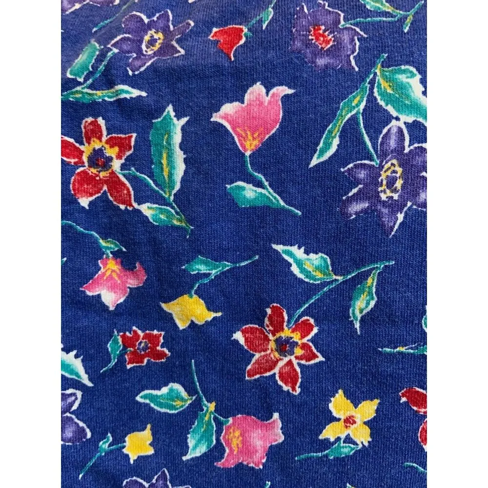 Vintage Sleep Shorts Blue Floral Print Hanes Her Way 100% Cotton XLarge Size XL - Image 2