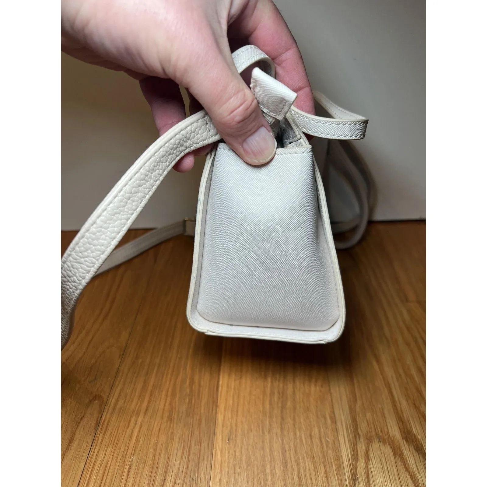 Steve Madden Satchel Bag Womens Small White PVC Crossbody Top Handle Purse - Image 5