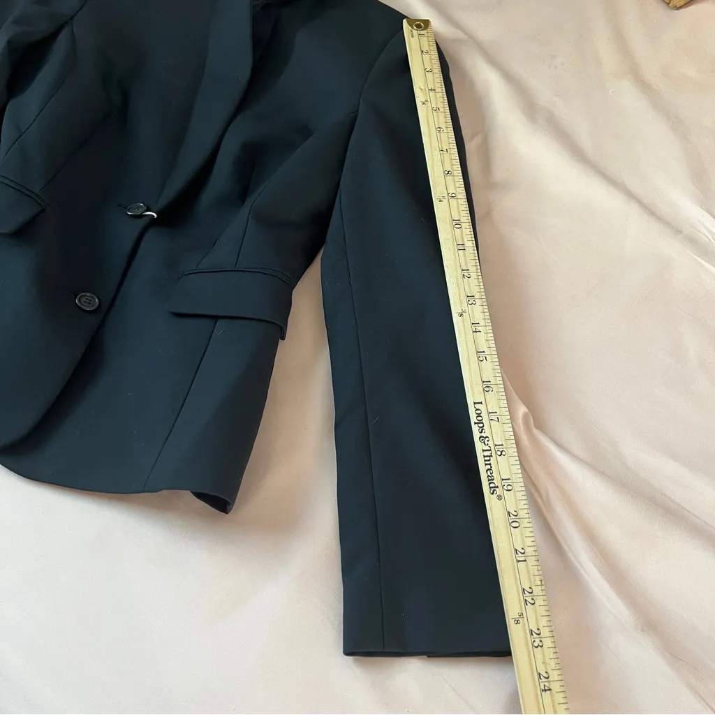 My Contemporary Essentials Wardrobe Women's Wool Black 2 Button‎ Blazer Size 4 - Image 16