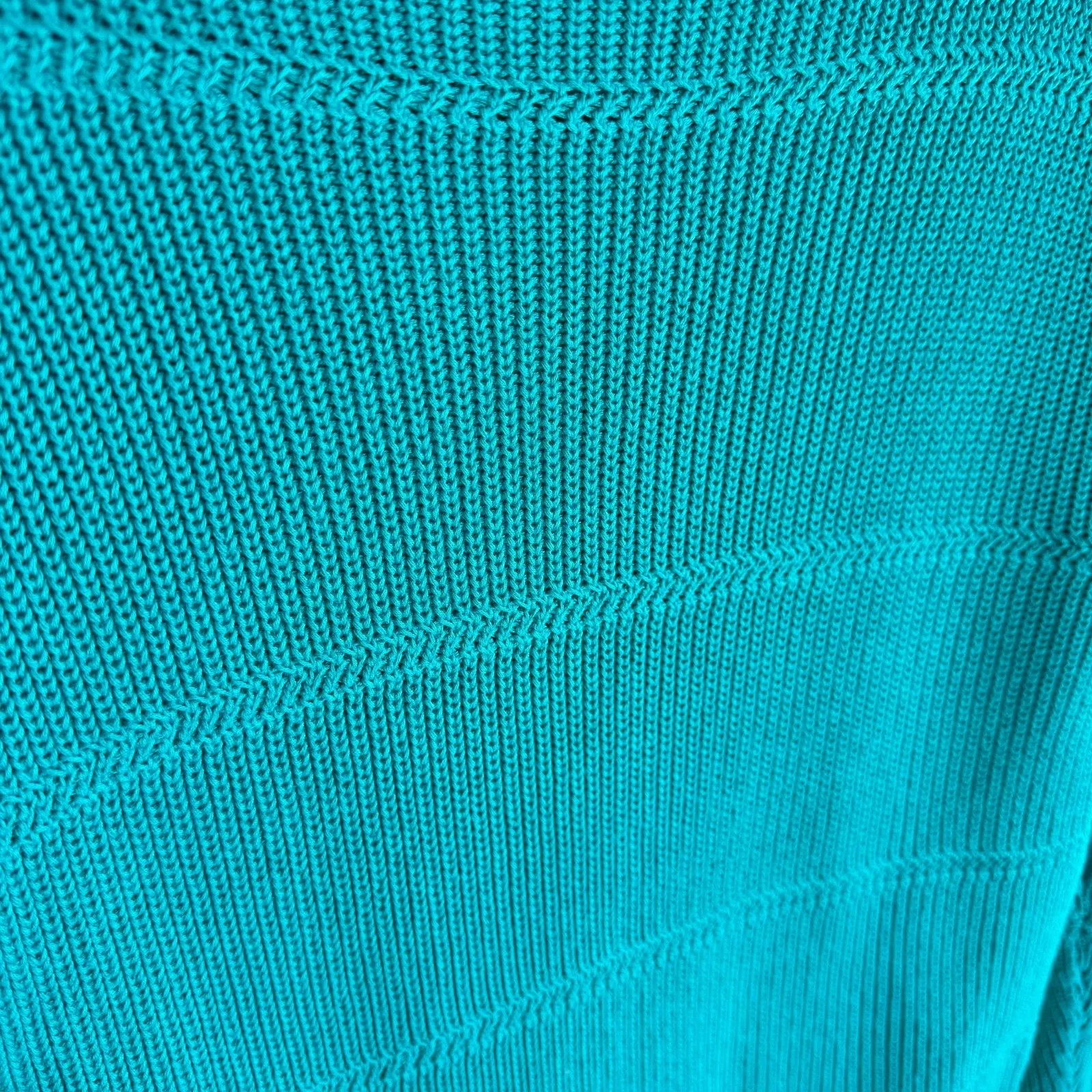 Talbots 100% Pima Cotton Greenish Blue Long Sleeve Chunky Knit Sweater Size‎ LP - Image 3