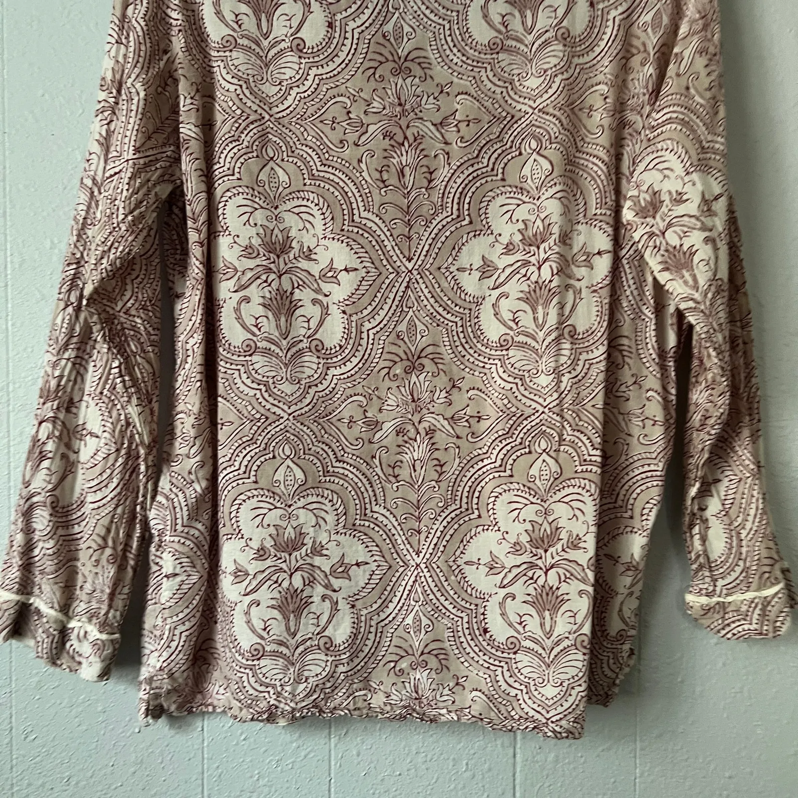 Yala Floral Shirt Women Medium Organic Cotton Breathable Lightweight Sustainable Pink - Image 9