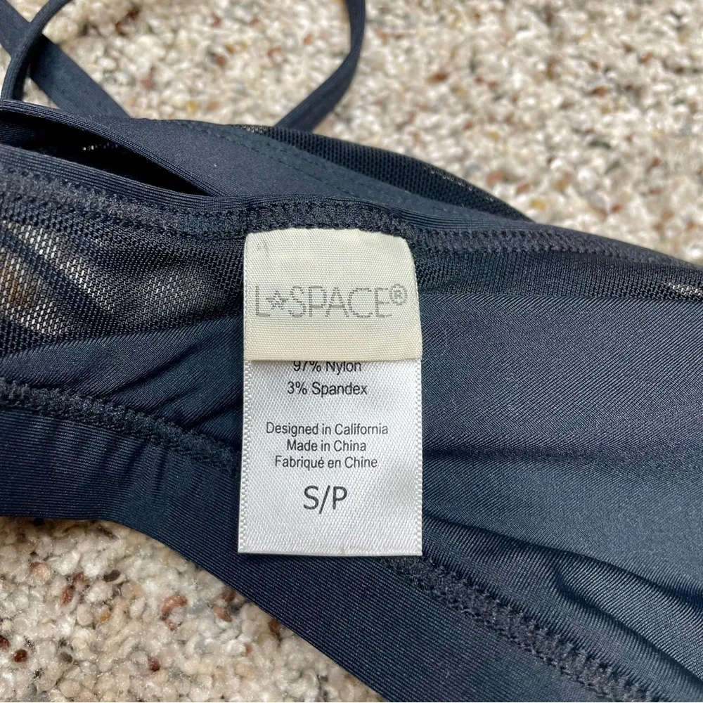 L*SPACE Sadie Ribbed Sheer Mesh Bikini Top in Black Small - Image 7