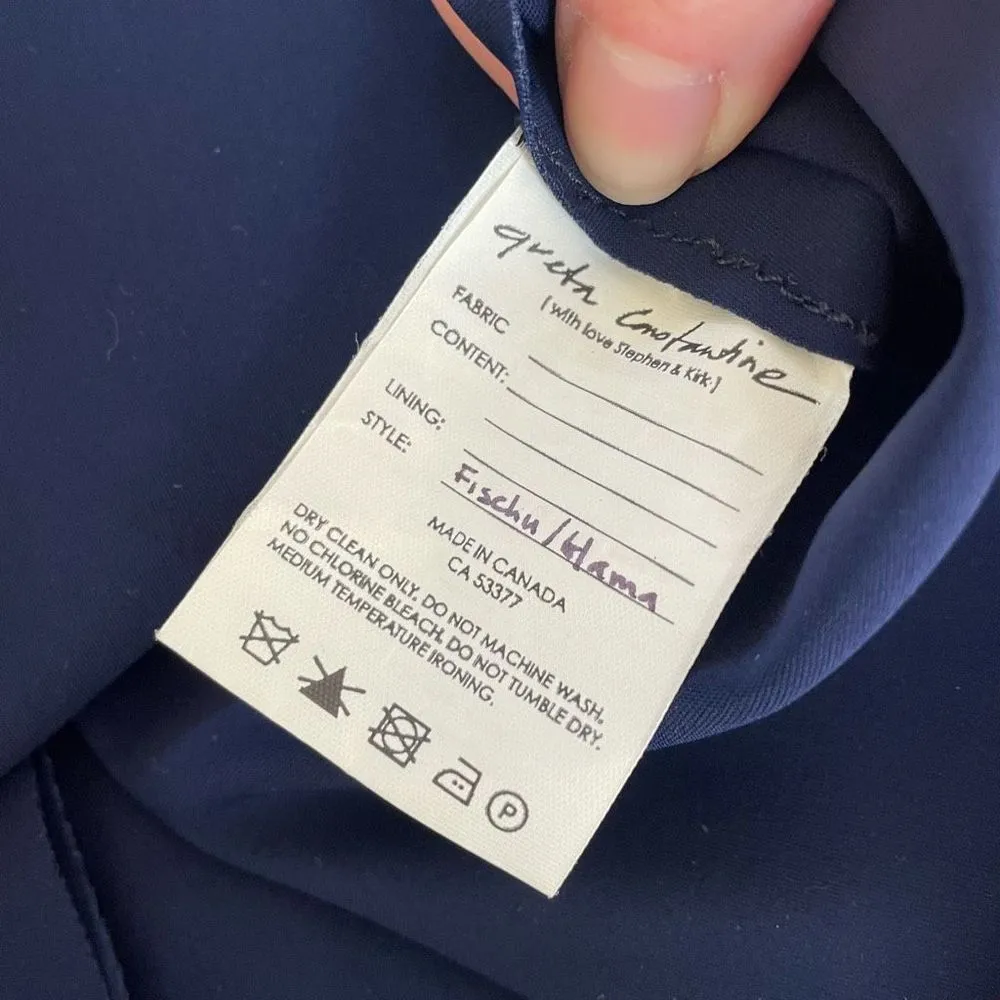 Greta Constantine Dark Blue Formal Gown Dress Off Shoulder Long Sleeve $1500 XS - Image 10