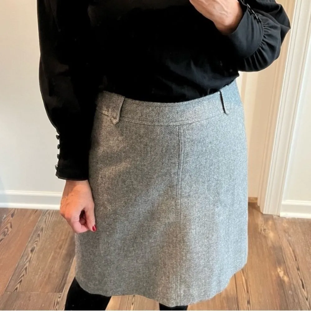 NWT Talbots Herringbone Tweed Wool Pencil Skirt Sz 14 Petite Gray Career Classic - Image 2