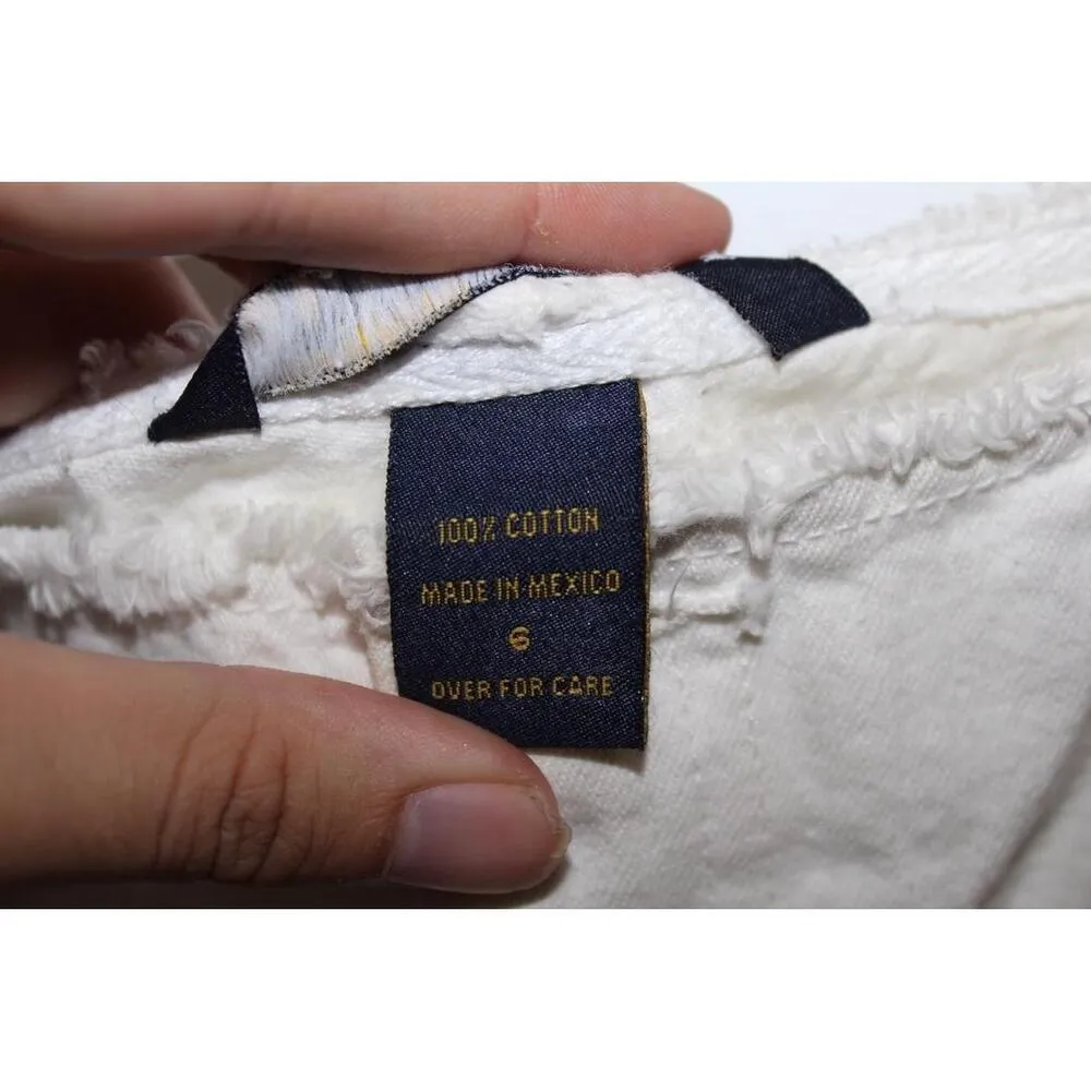 NEW Abercrombie & Fitch White Denim Cotton Frayed Hem Casual Mini Skirt Size 6 - Image 4