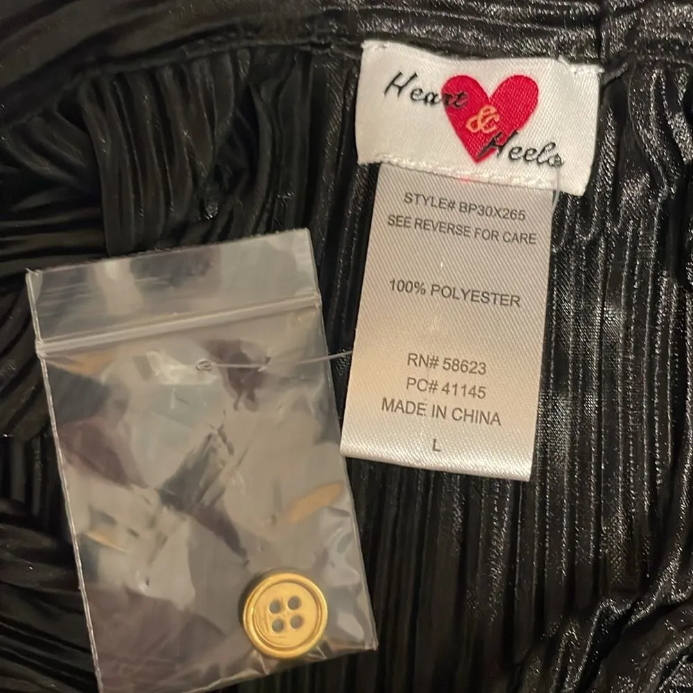 Heart & Heels Sleeveless Pleated Collared Jumpsuit‎ Metallic Black Size Large - Image 8